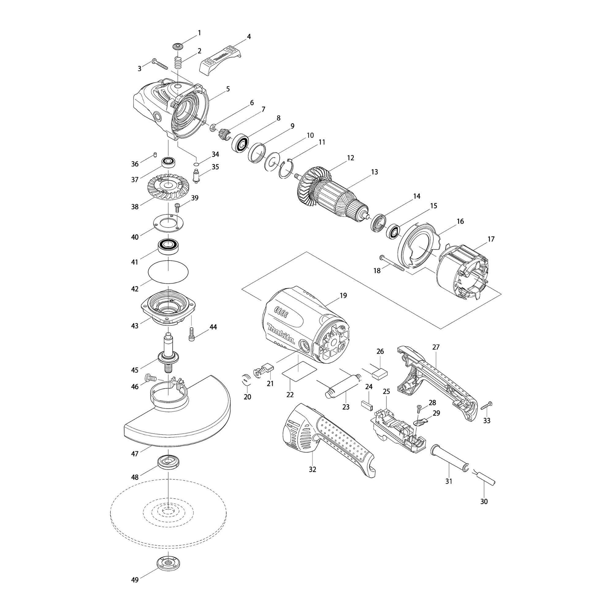 Vue éclatée Makita GA9020S #01