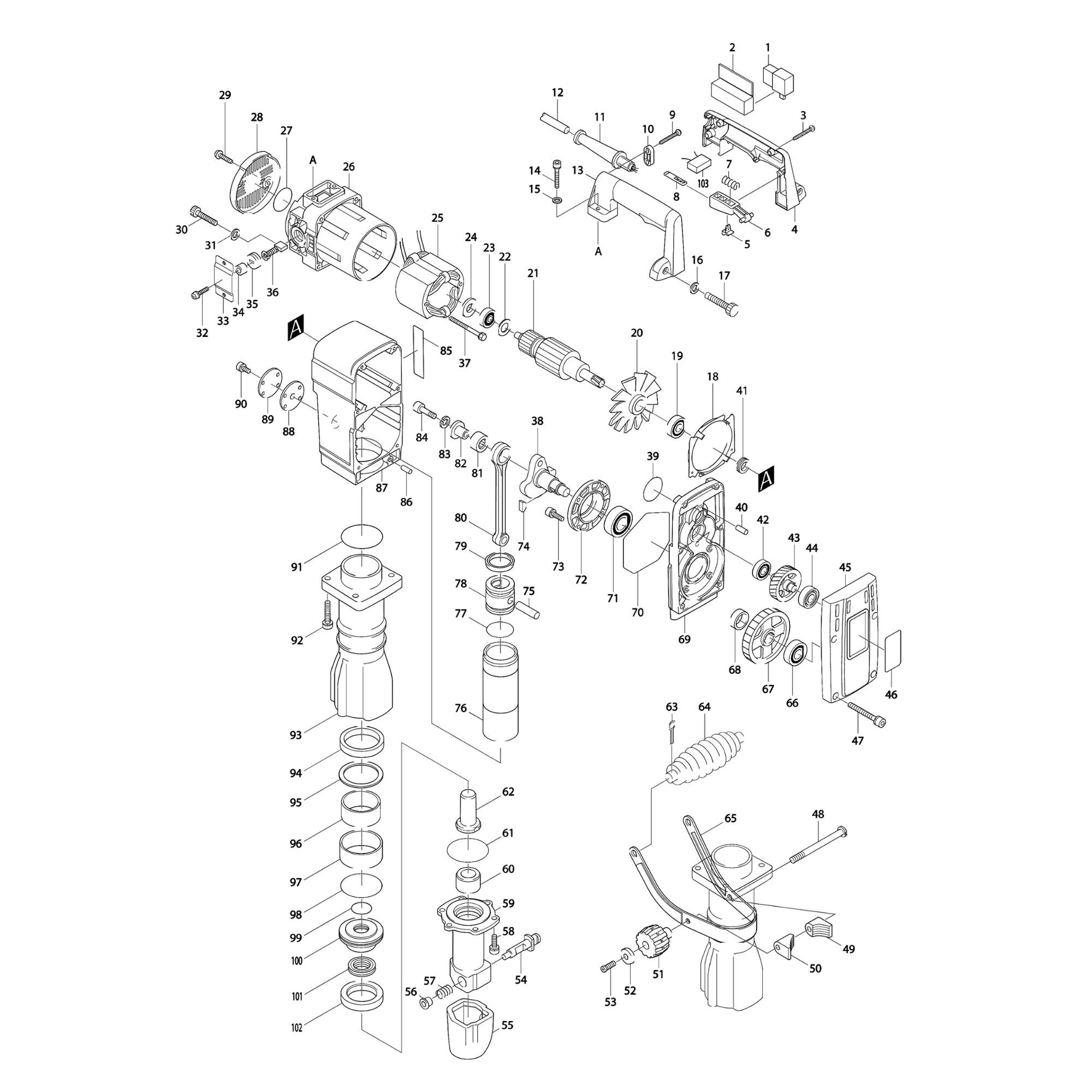 Vue éclatée Makita HM1303 #01