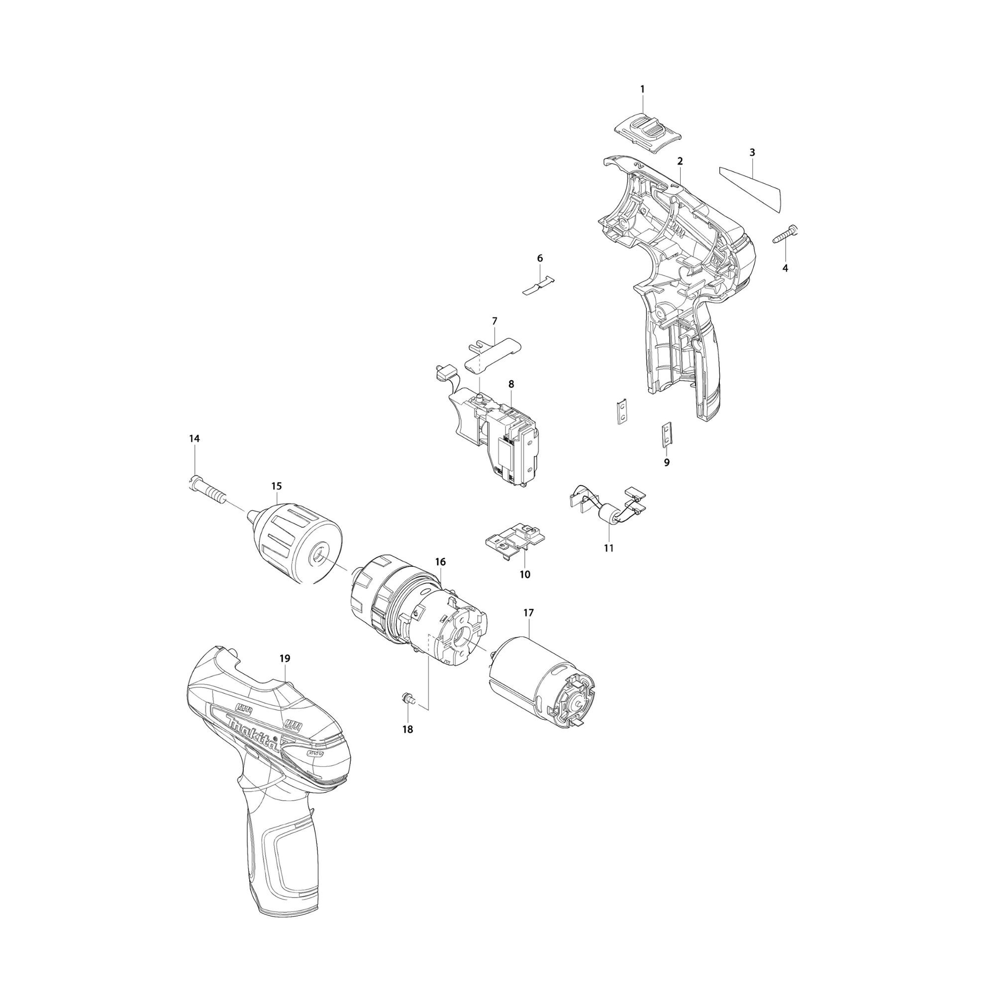 Vue éclatée Makita HP330 #01