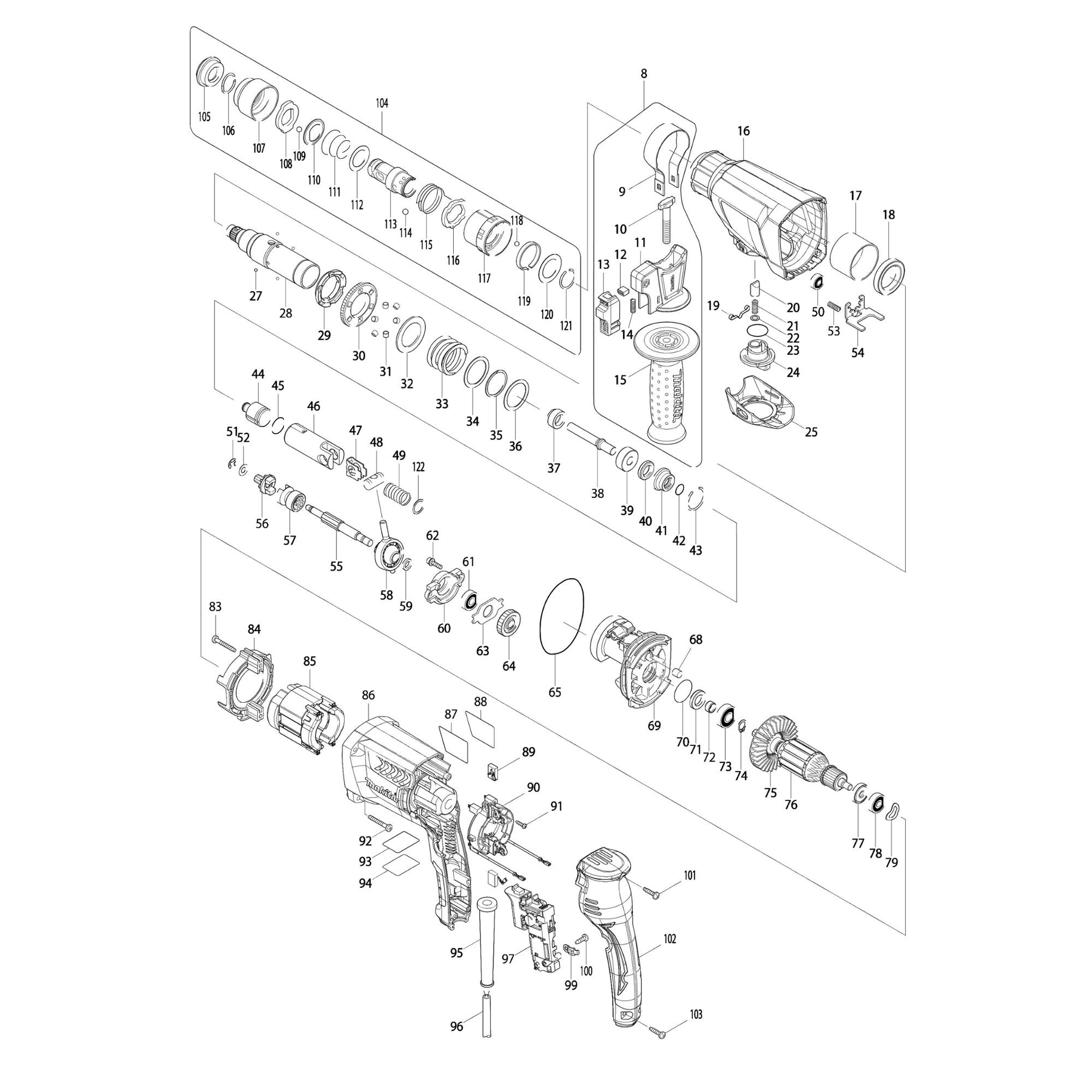 Vue éclatée Makita HR2610TX9 #01