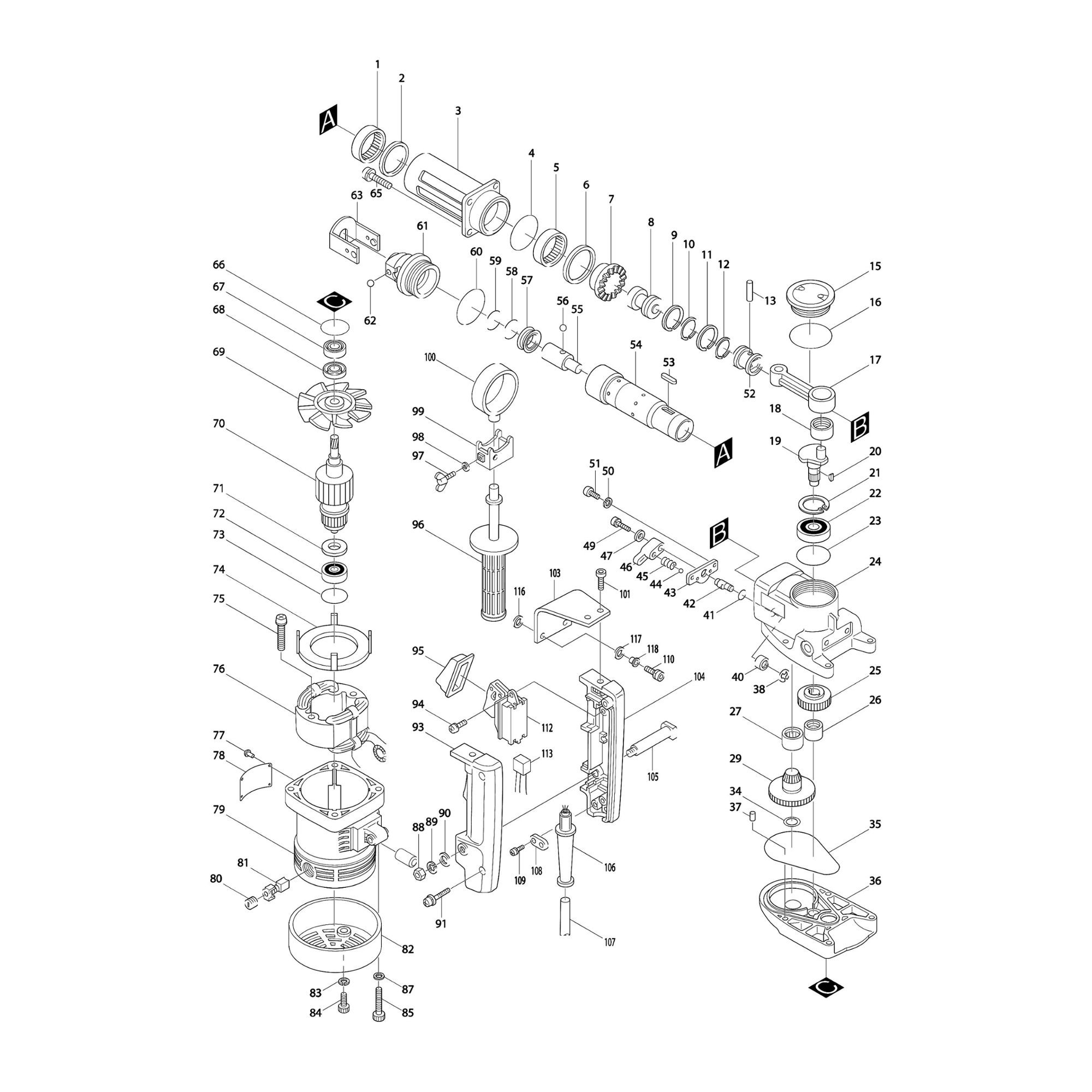 Vue éclatée Makita HR3850 #01