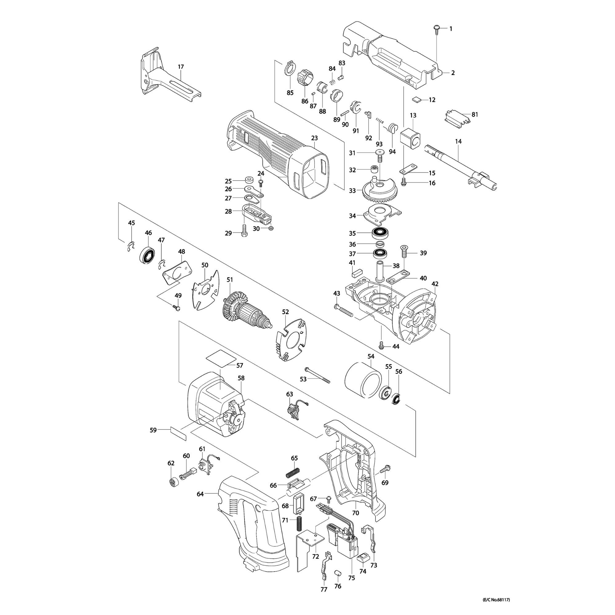 Vue éclatée Makita JR180 #01