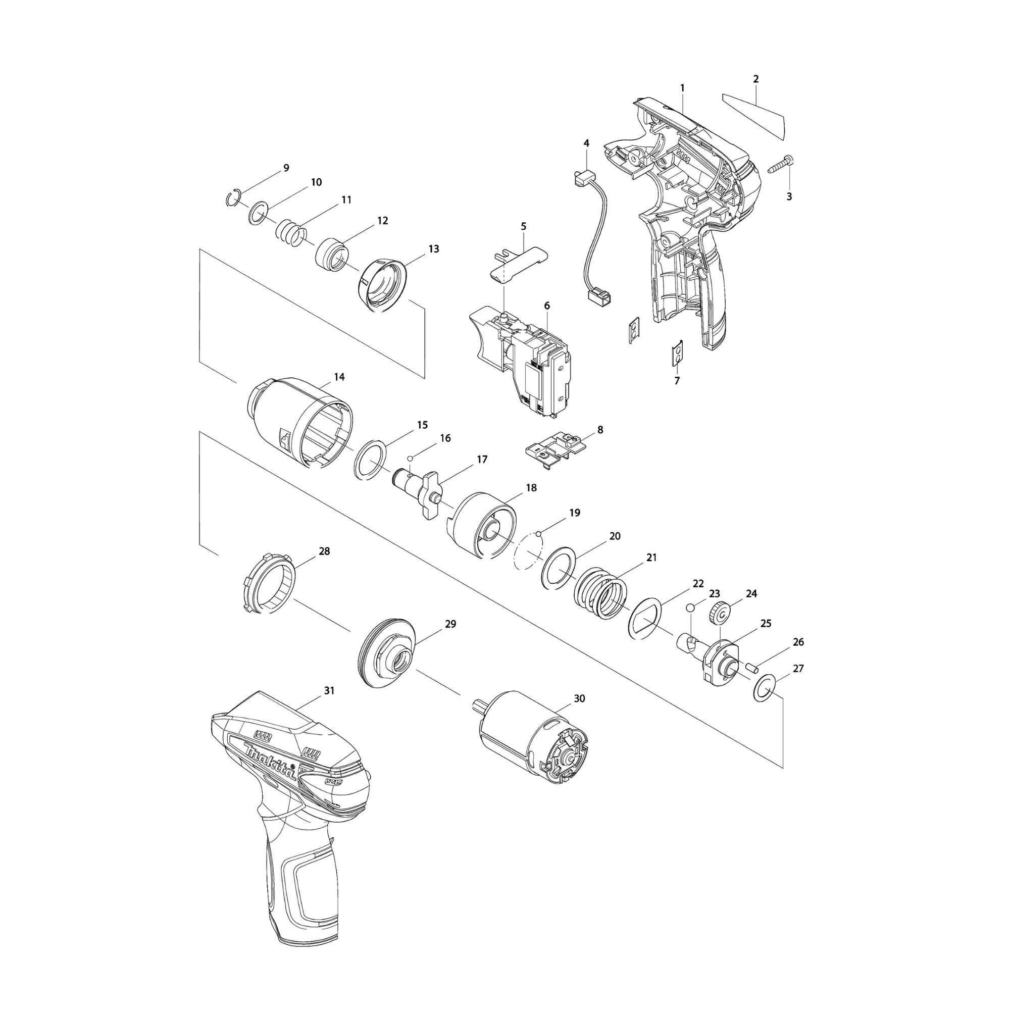 Vue éclatée Makita TD090 #01