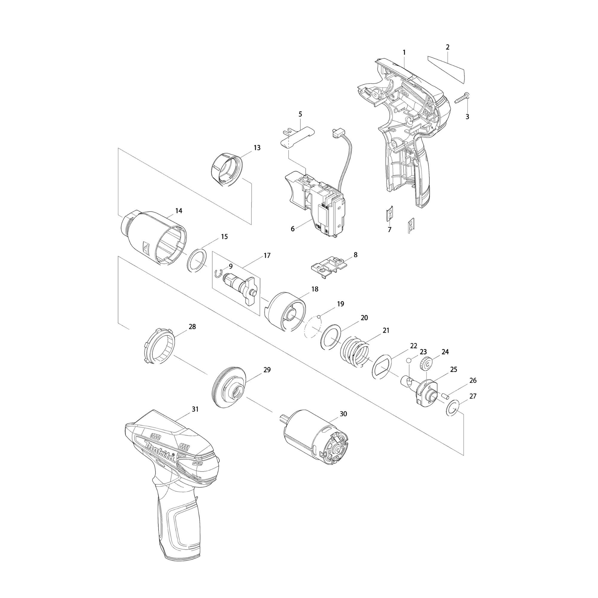 Vue éclatée Makita TW100 #01