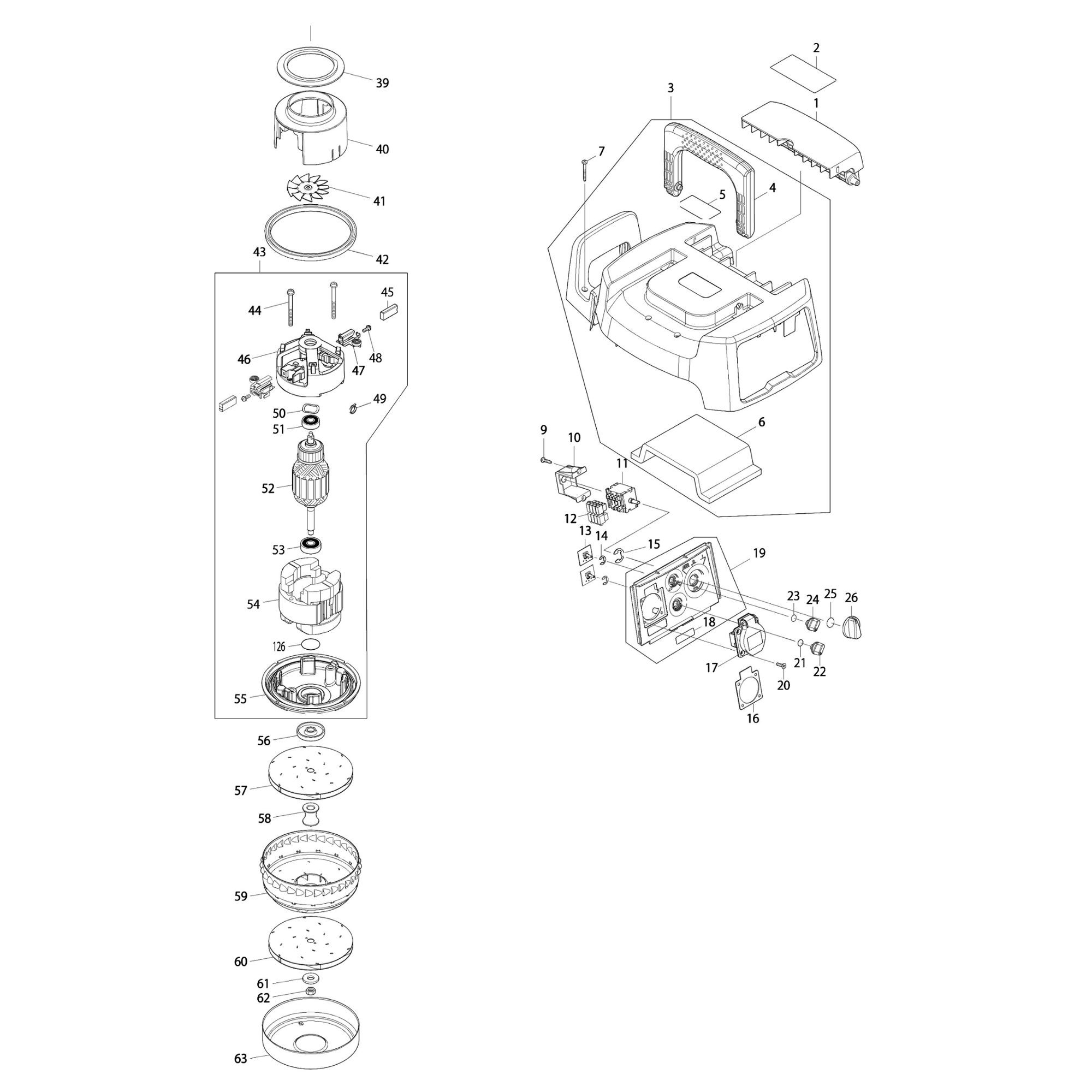 Vue éclatée Makita VC3211HX1 #01