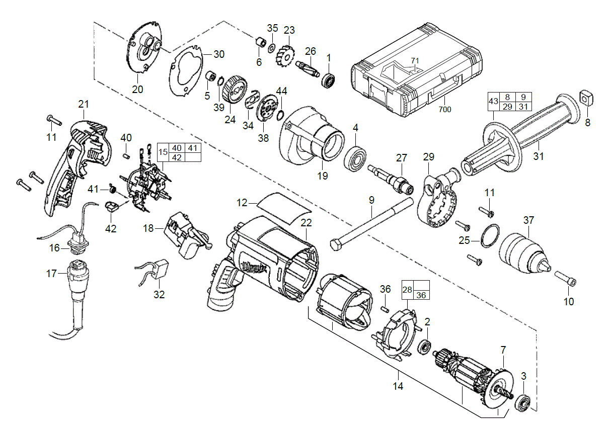 Vue éclatée Milwaukee HDE13RQX 4000384520#01