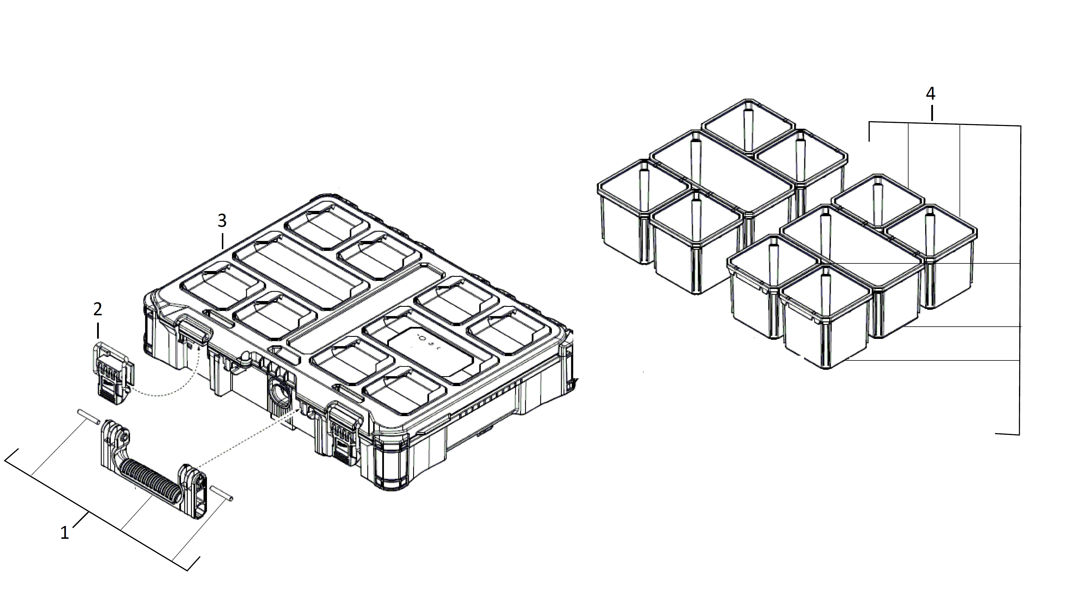 Vue éclatée Milwaukee PACKOUT_ORGANISER_CASE_-_1PC 4000469492#01