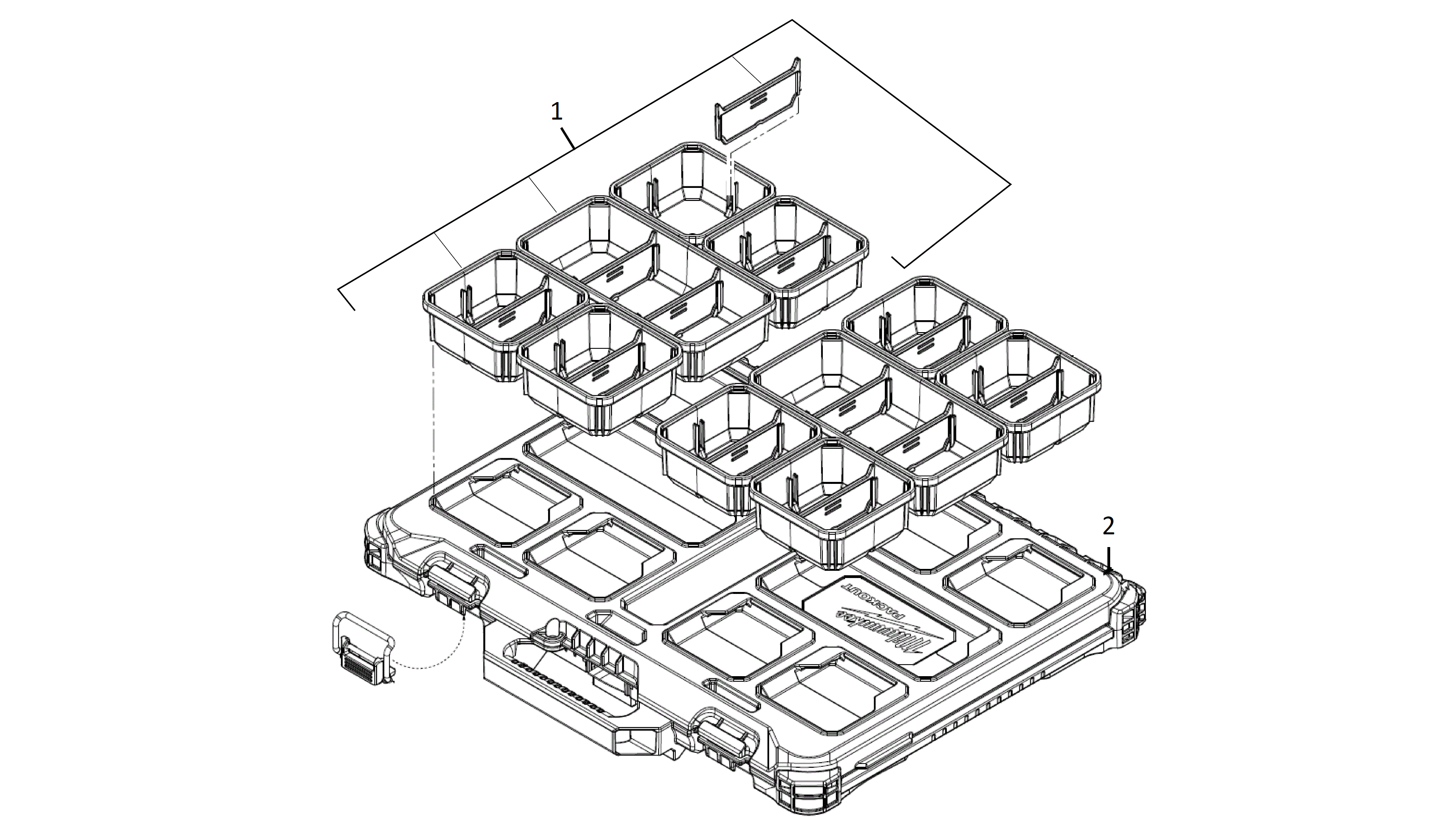 Vue éclatée Milwaukee PACKOUT_SLIM_ORGANISER_-1PC 4000474266#01