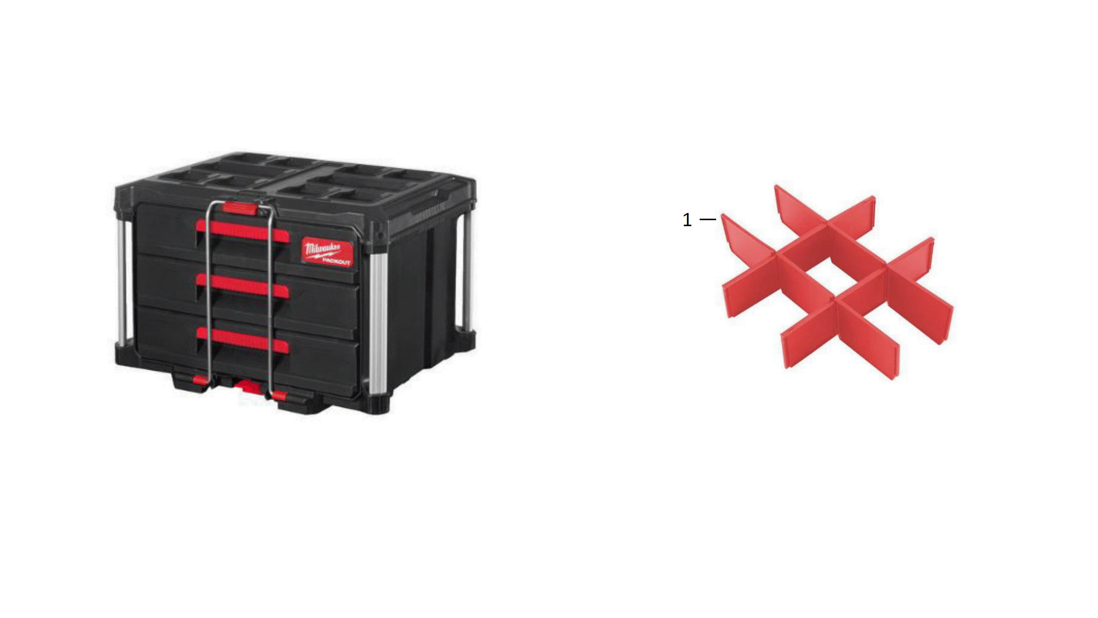 Vue éclatée Milwaukee PACKOUT_3_DRAWER_TOOL_BOX 4000483526#01
