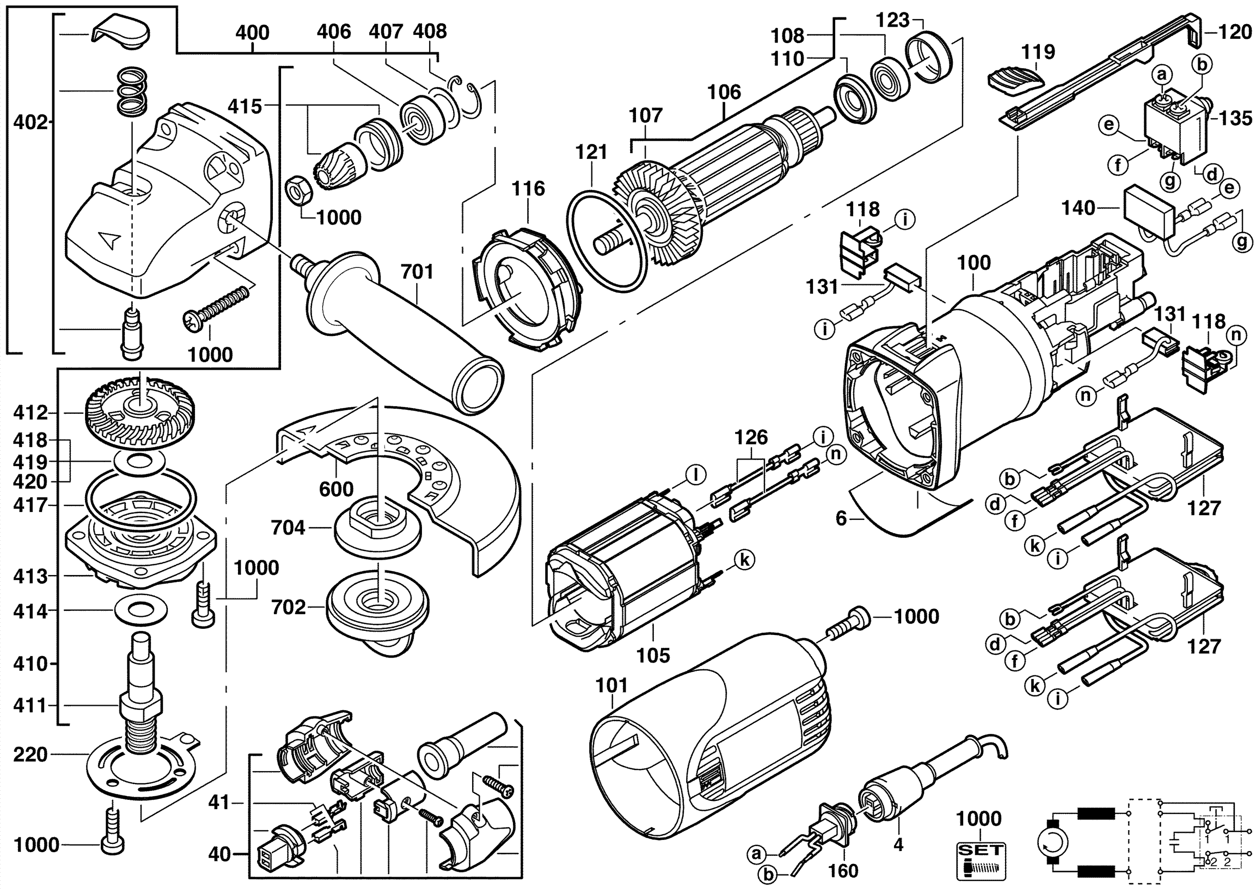 Vue éclatée Milwaukee AG9-125QXE 4000385071#01