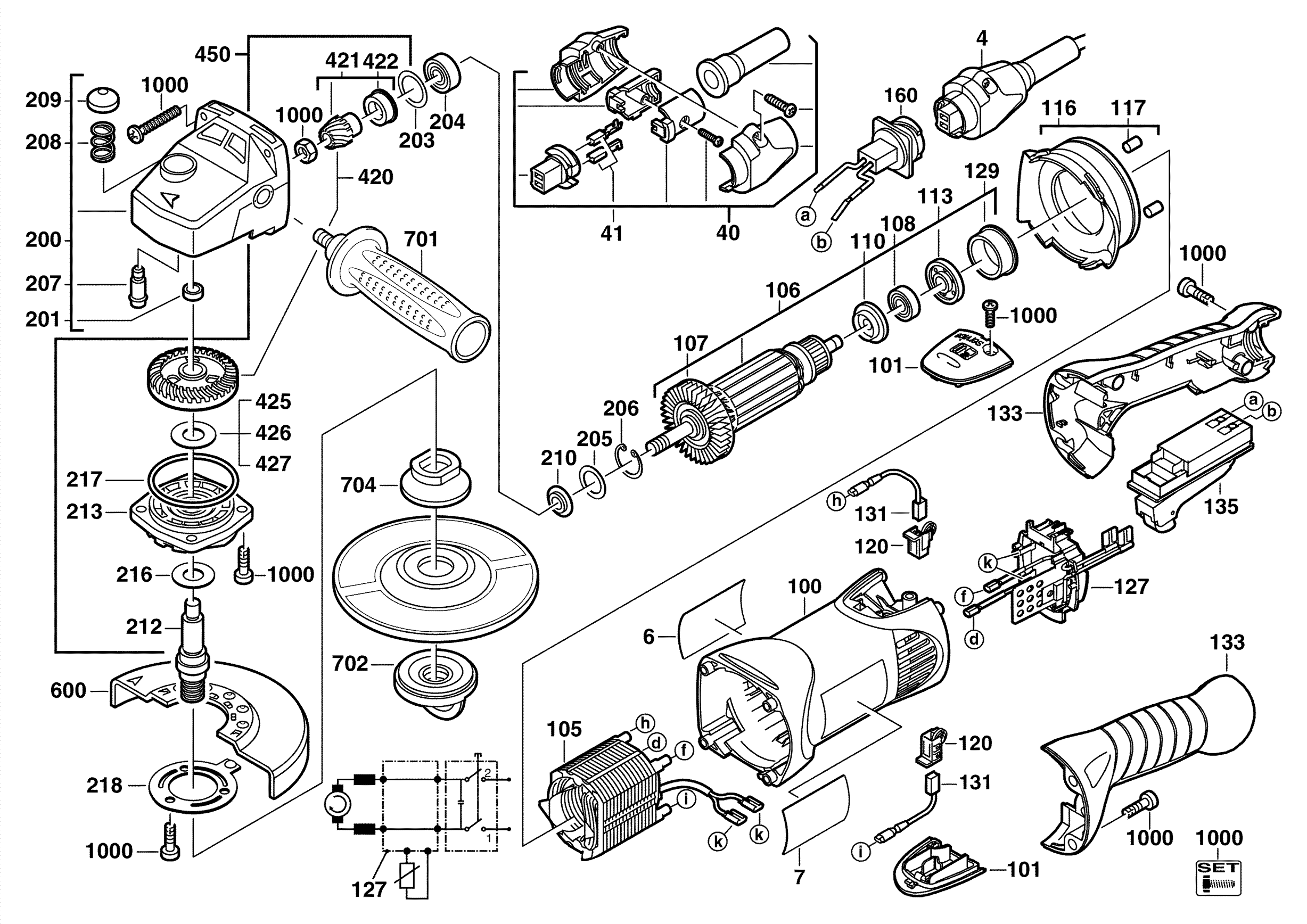 Vue éclatée Milwaukee AG16-125QXC 4000381453#01