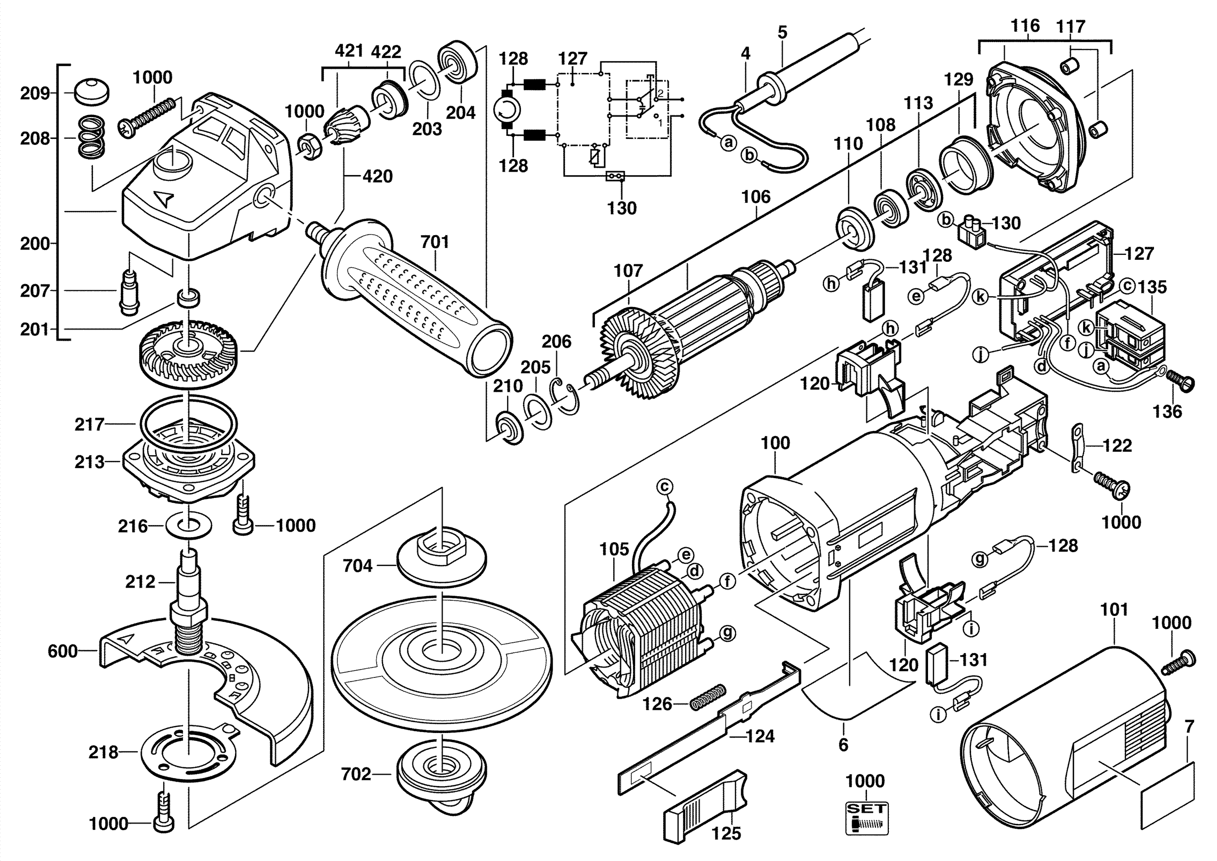 Vue éclatée Milwaukee AG15-125XC 4000391121#01