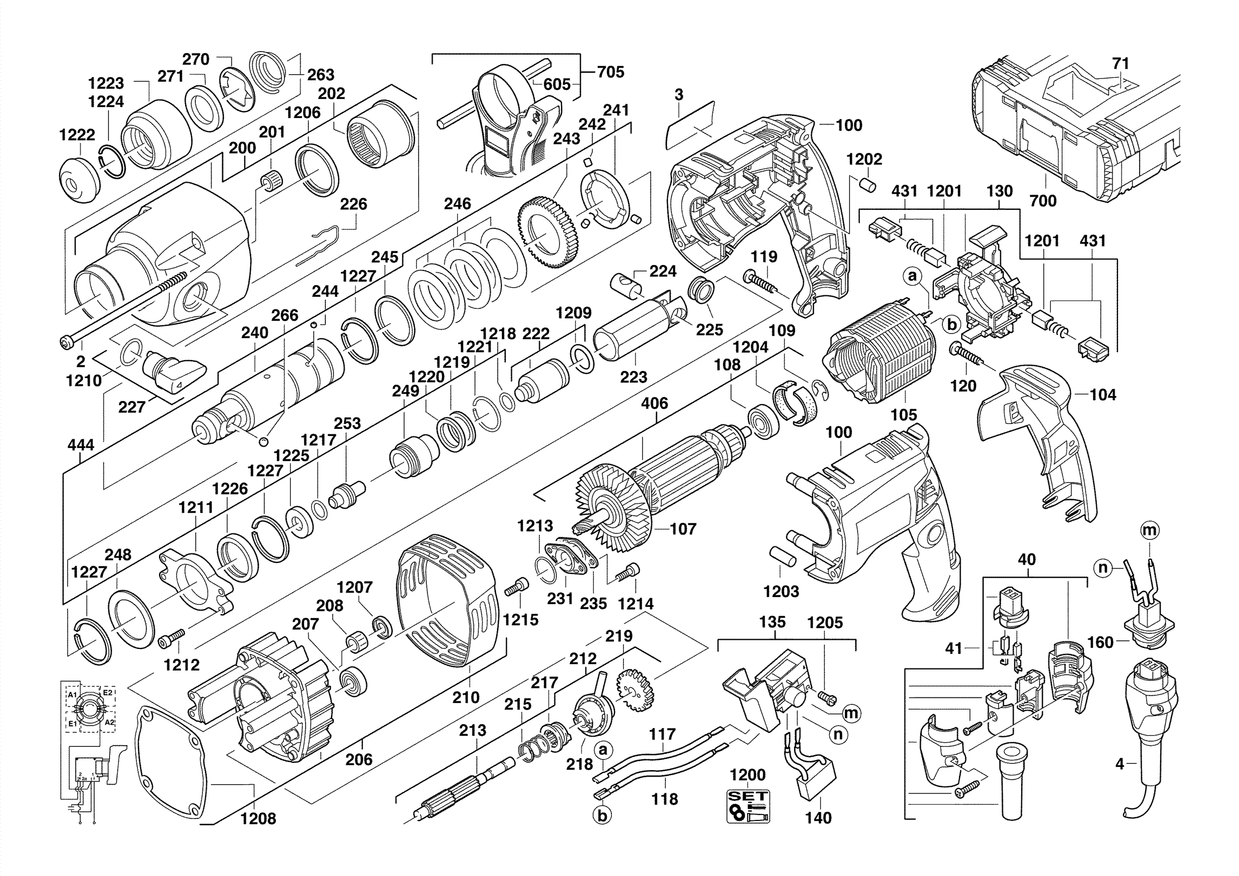 Vue éclatée Milwaukee PFH25QE 4000396201#01