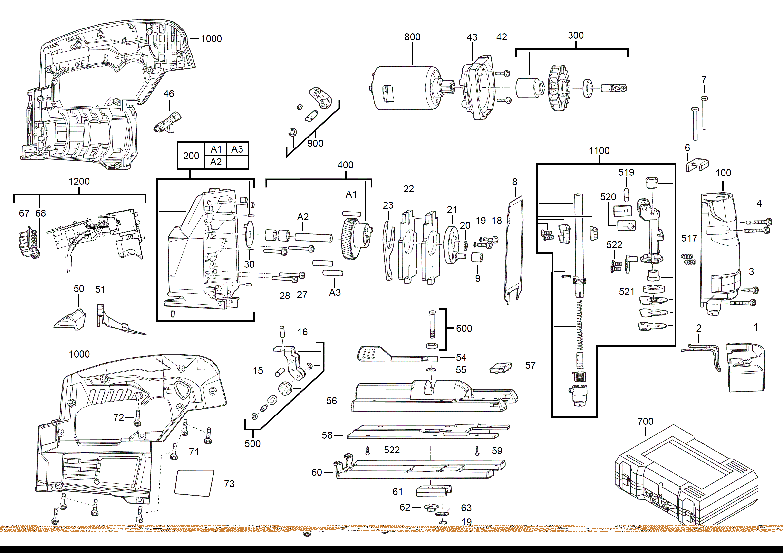 Vue éclatée Milwaukee HD18JS-0 4000431383#01