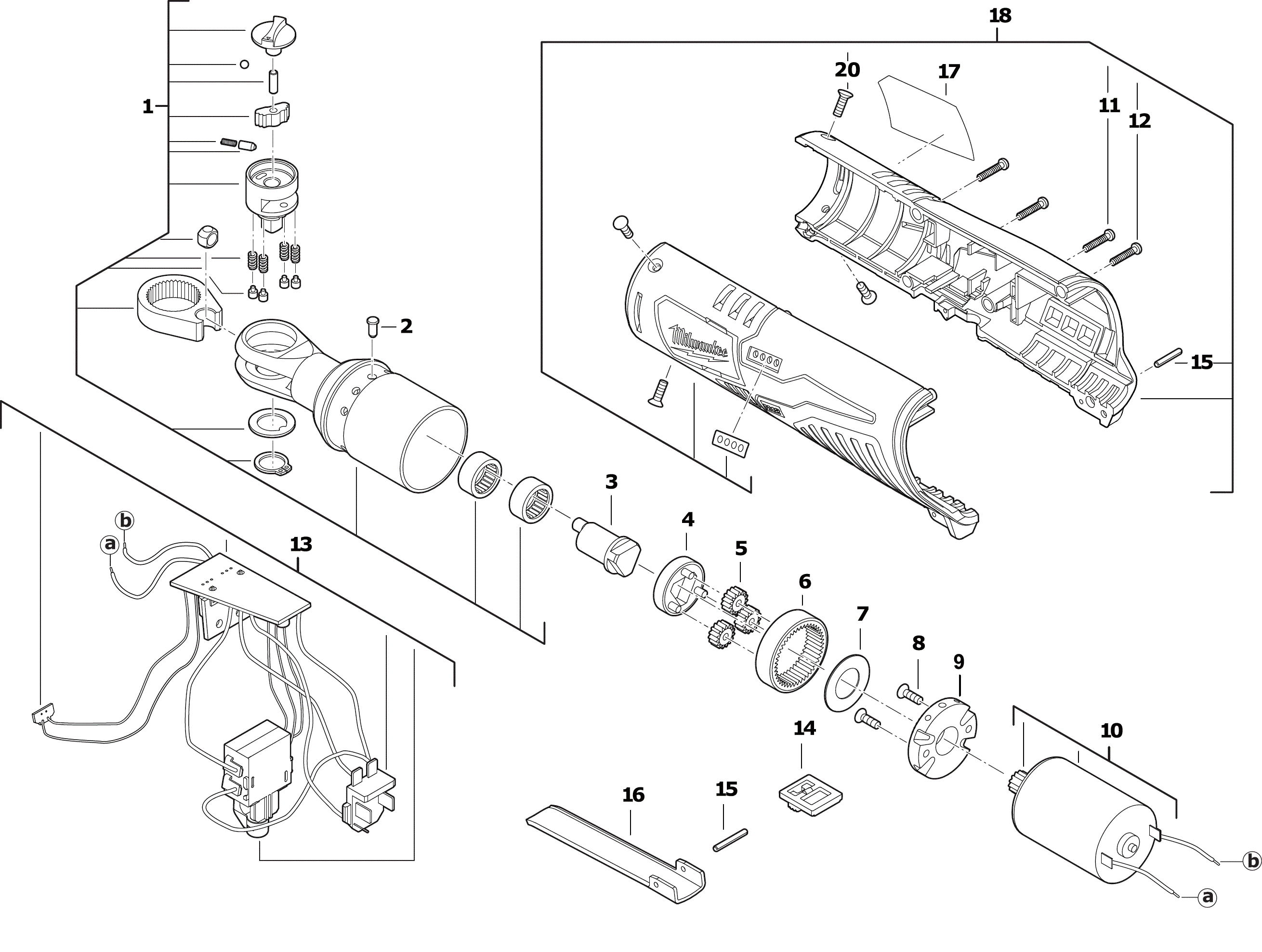 Vue éclatée Milwaukee M12IR-21B(3/8)_IN2 4000431281#01