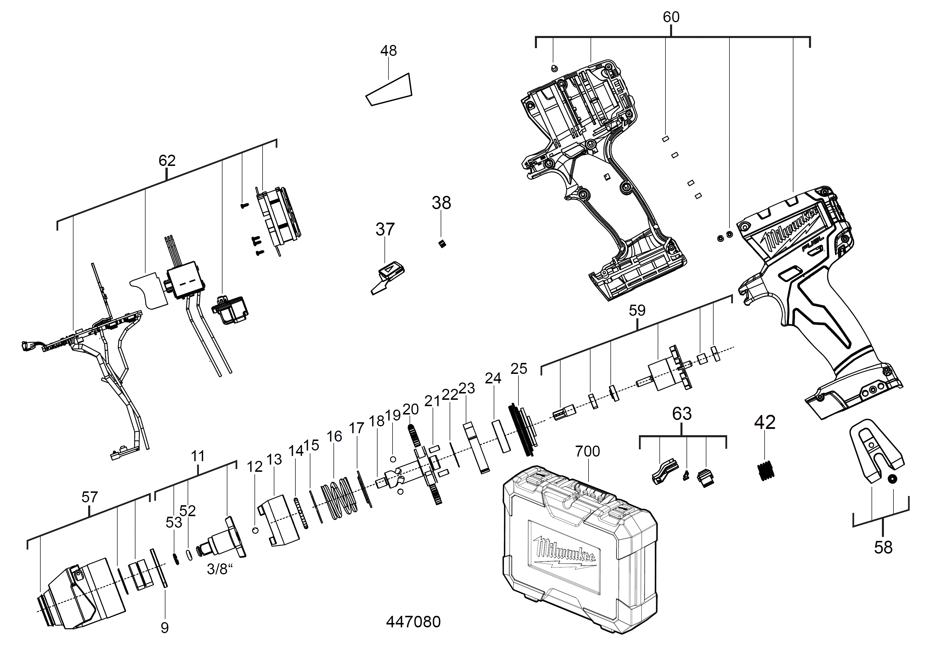 Vue éclatée Milwaukee M18CIW38-0 4000433128#01