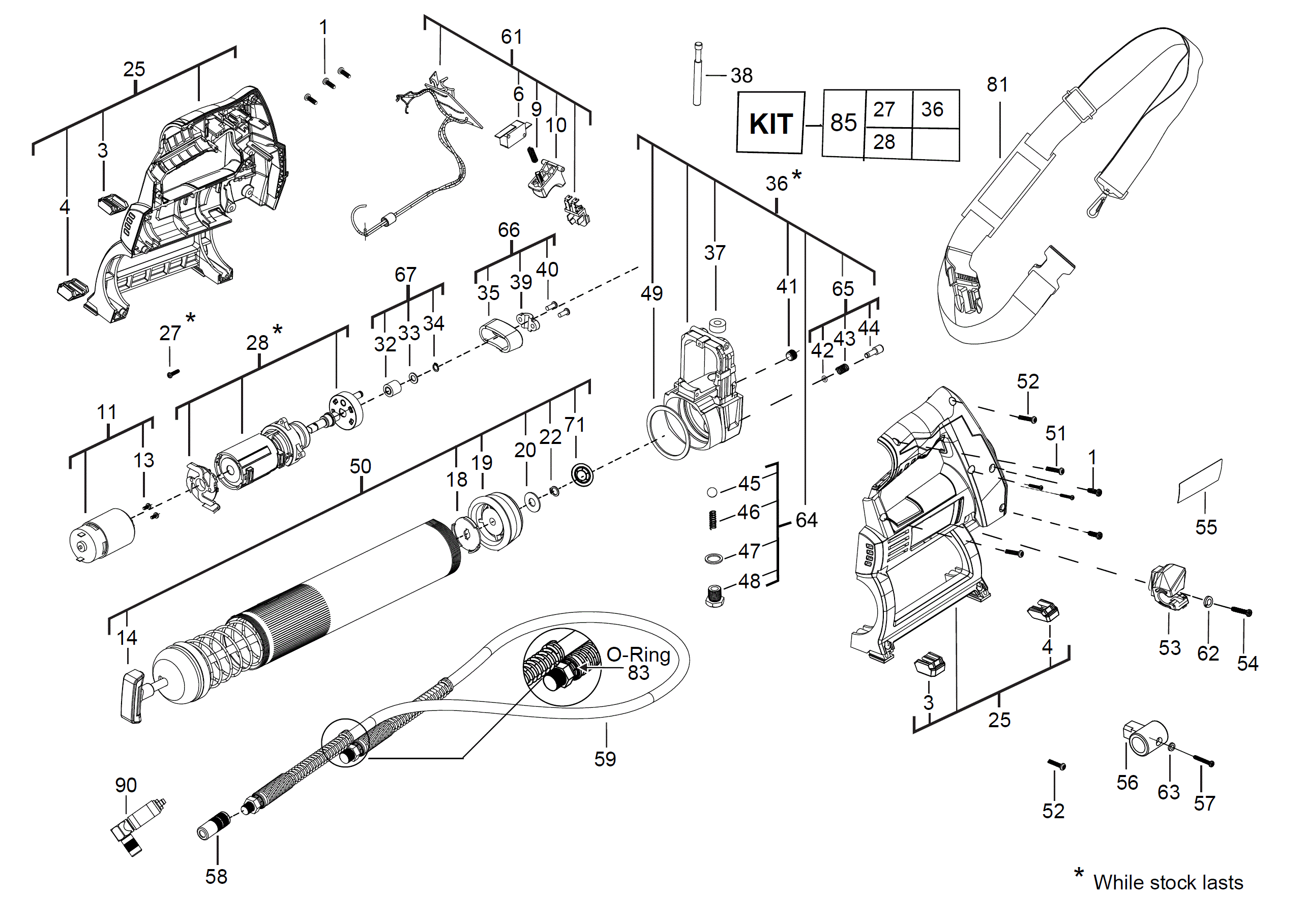 Vue éclatée Milwaukee M12GG-301B 4000440431#01