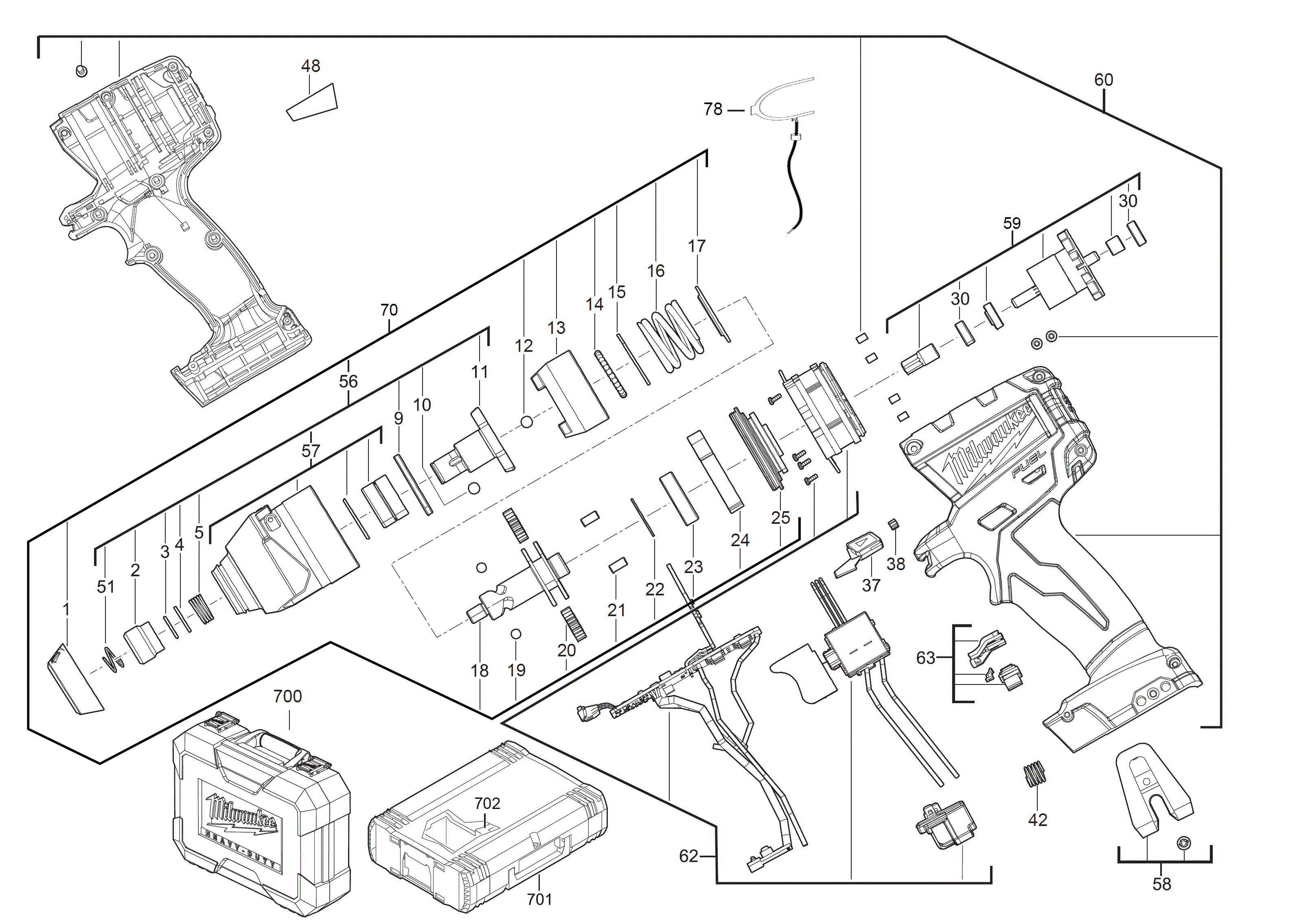 Vue éclatée Milwaukee M18CID-402C 4000433115#01