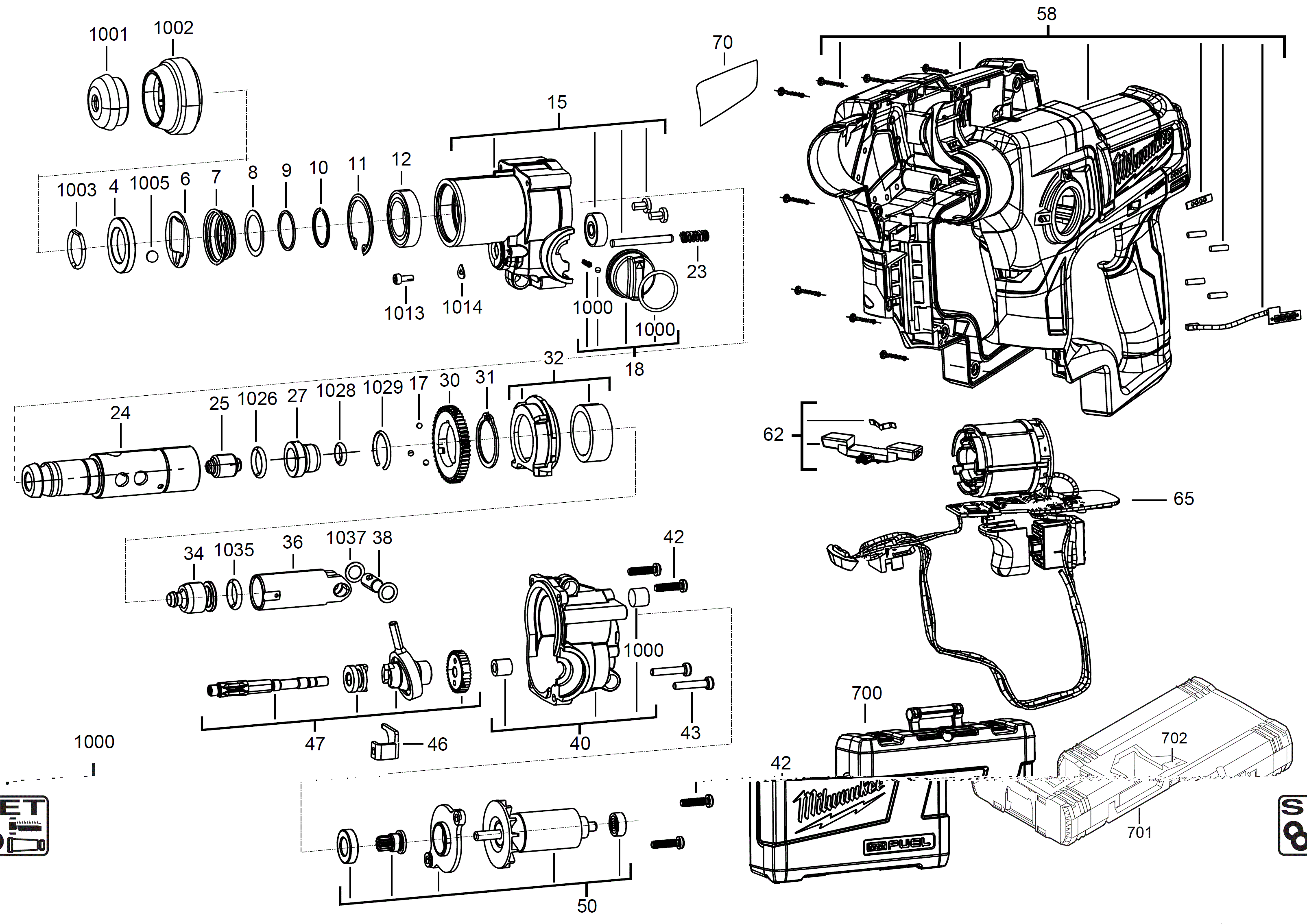 Vue éclatée Milwaukee M12CH-402C 4000441476#01