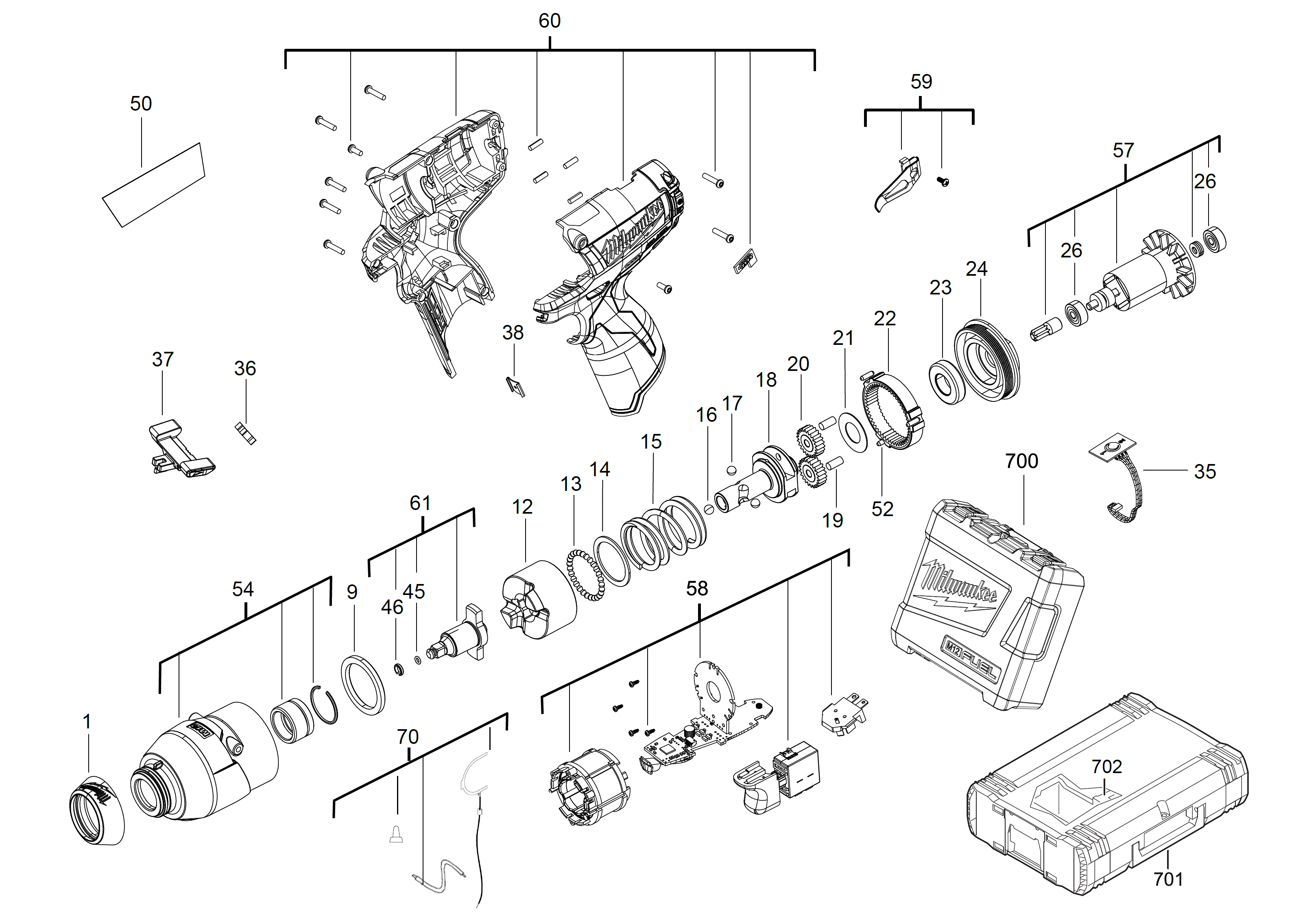 Vue éclatée Milwaukee M12CIW14-202X 4000448897#01