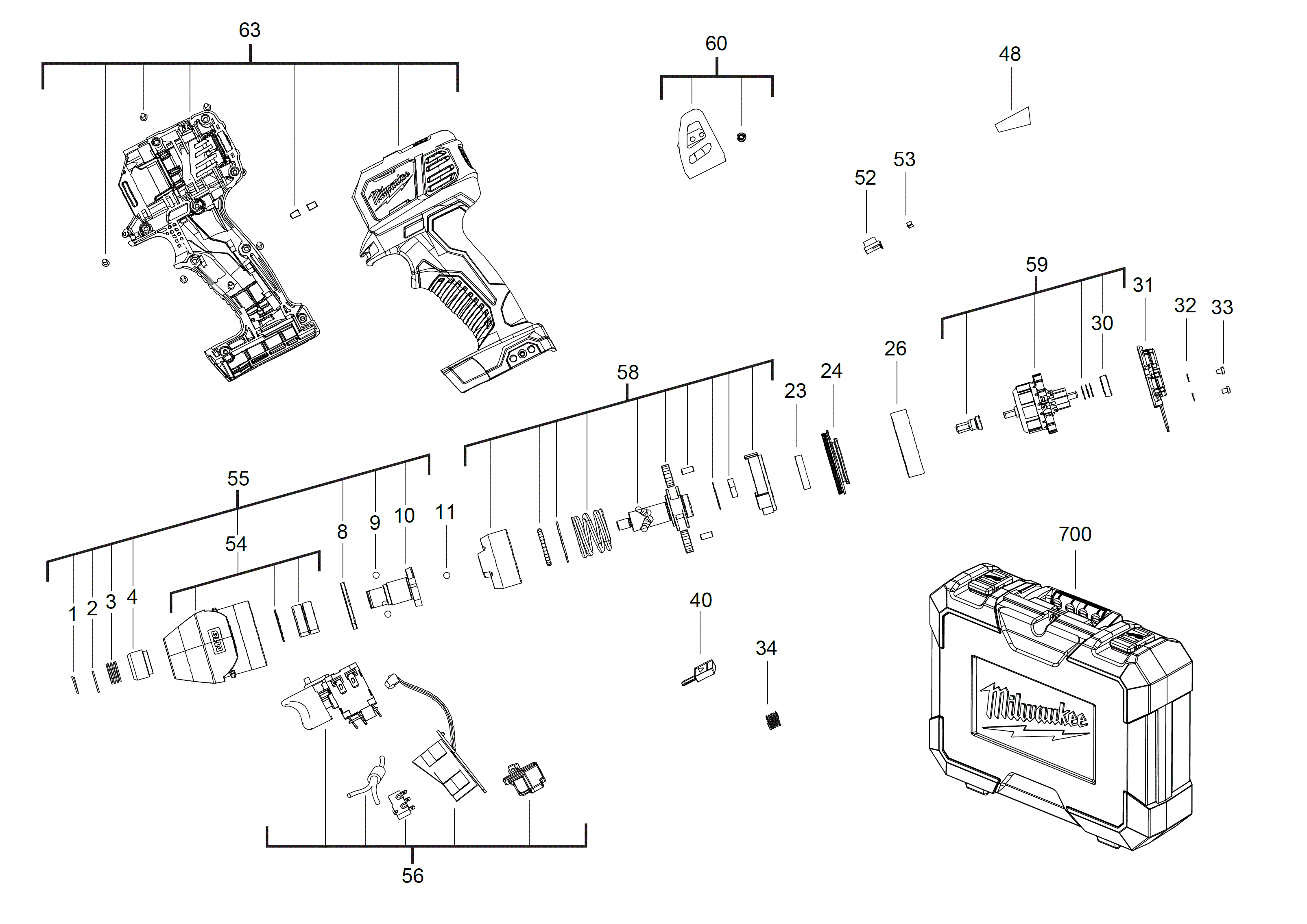 Vue éclatée Milwaukee M18BID-202C_IN2 4000460932#01