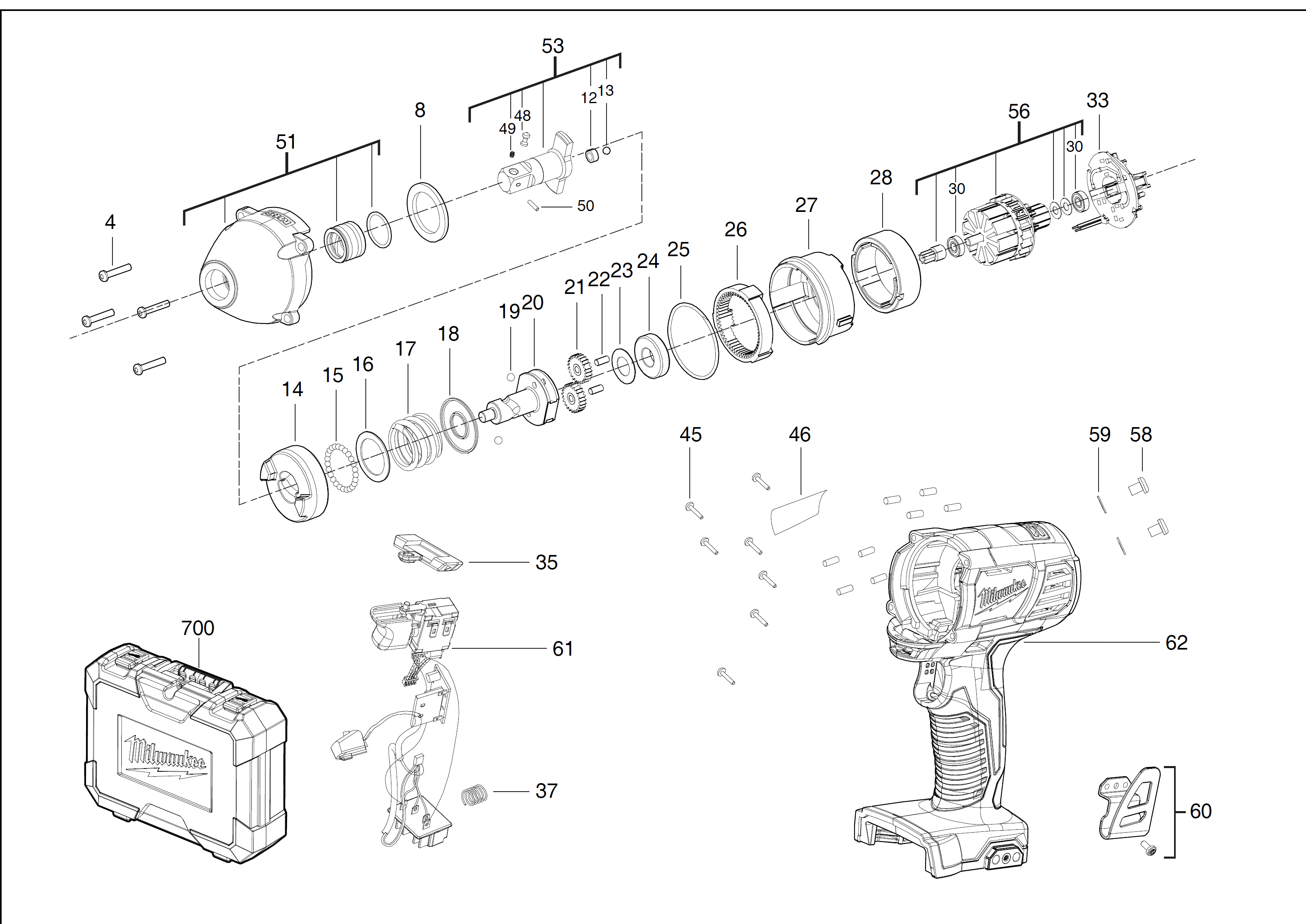 Vue éclatée Milwaukee M18BIW12-402C 4000443591#01