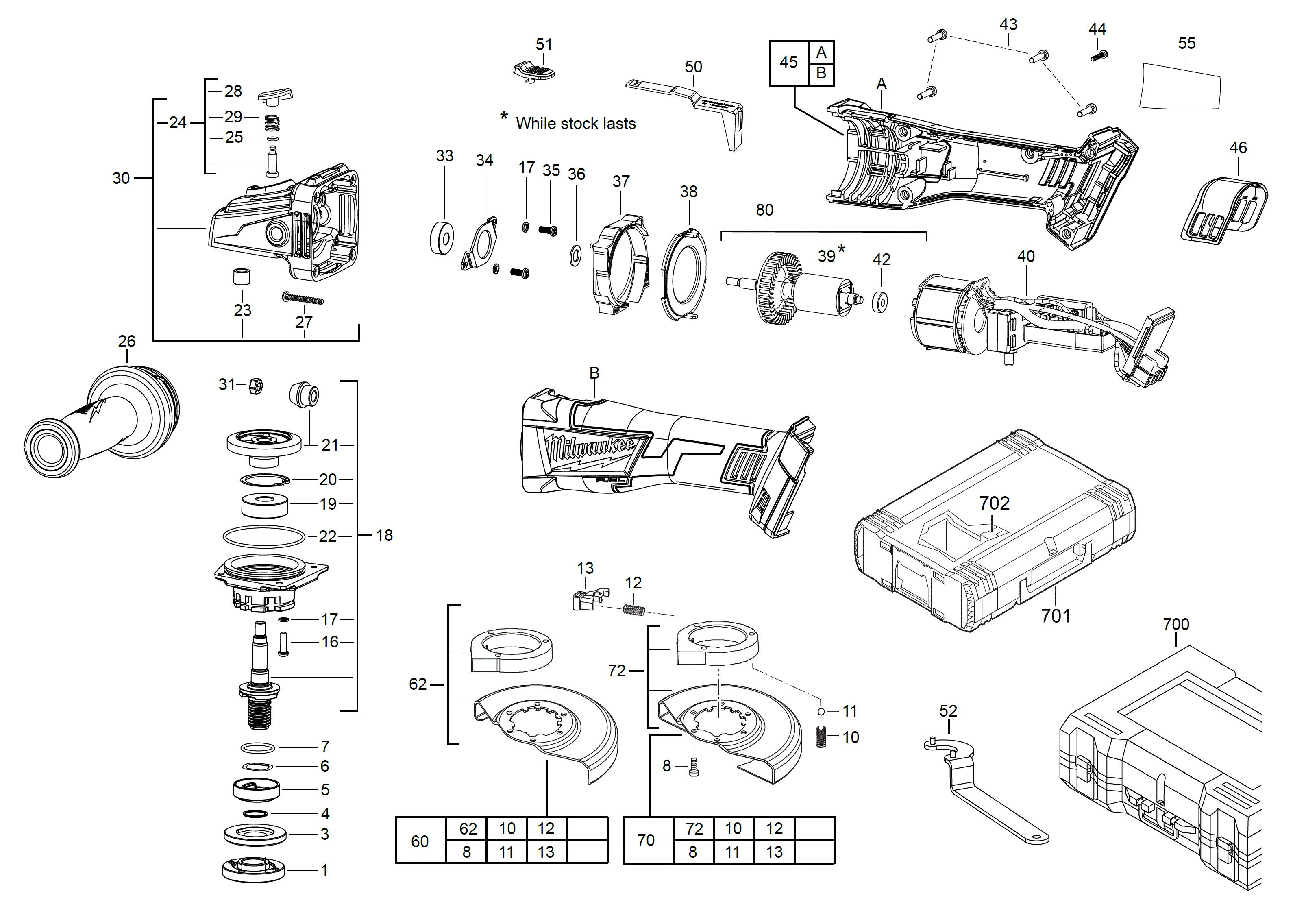 Vue éclatée Milwaukee M18CAG125X-402C 4000443941#01