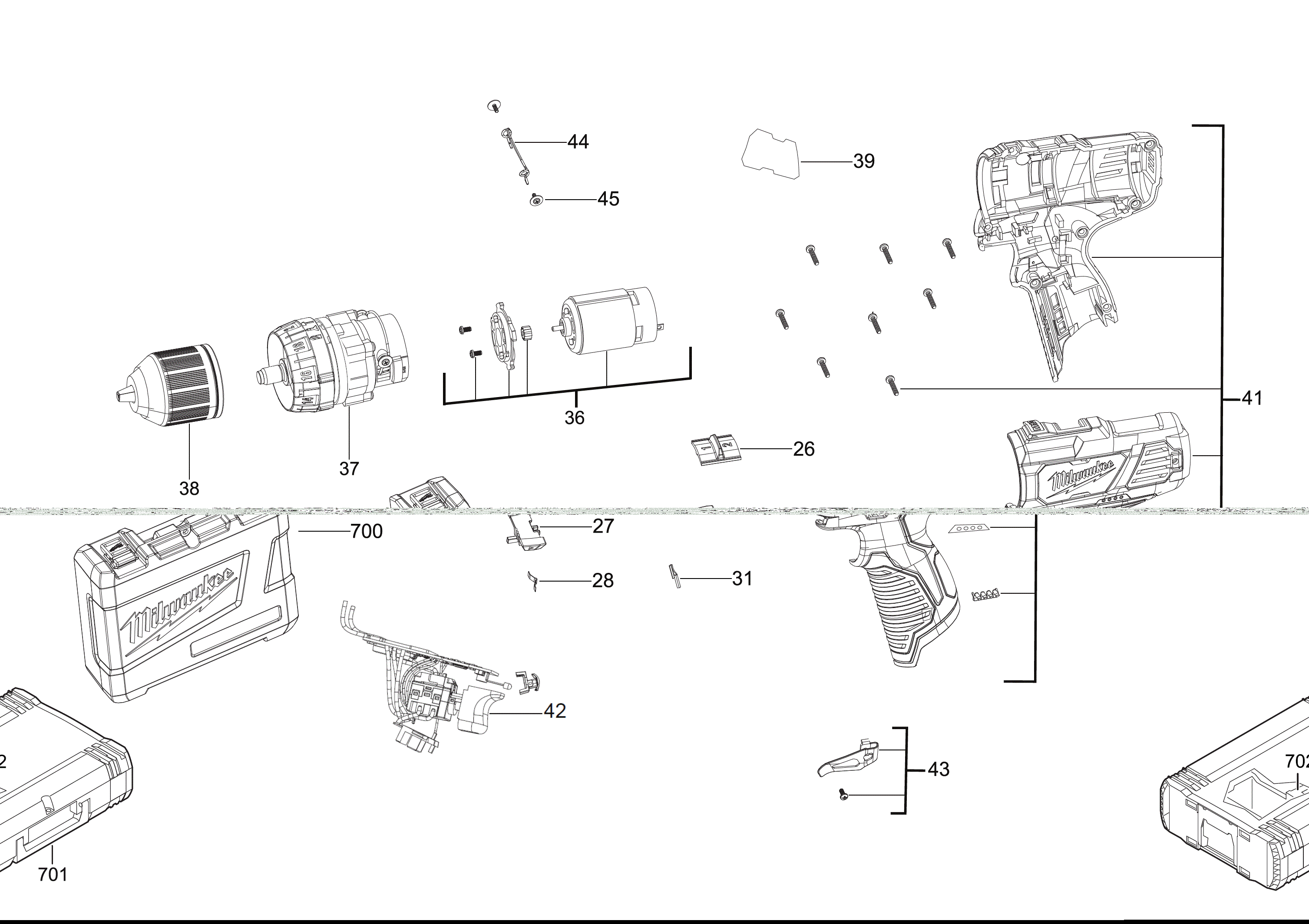 Vue éclatée Milwaukee M12BPD-202X 4000481725#01