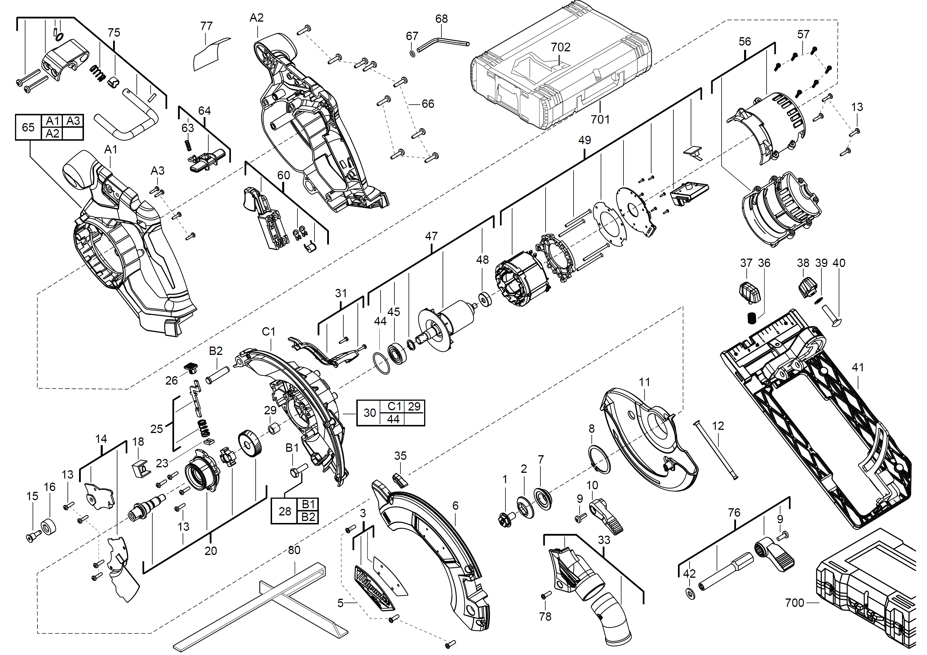 Vue éclatée Milwaukee M18CCS55-402C 4000446224#01