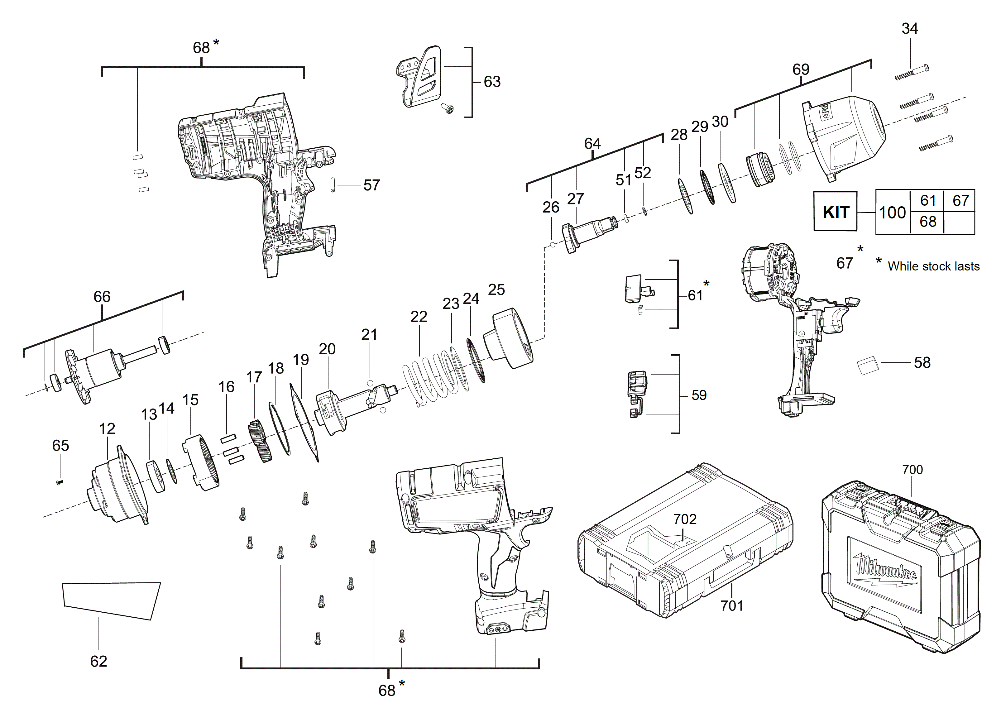 Vue éclatée Milwaukee M18CHIWF12-402C 4000446238#01