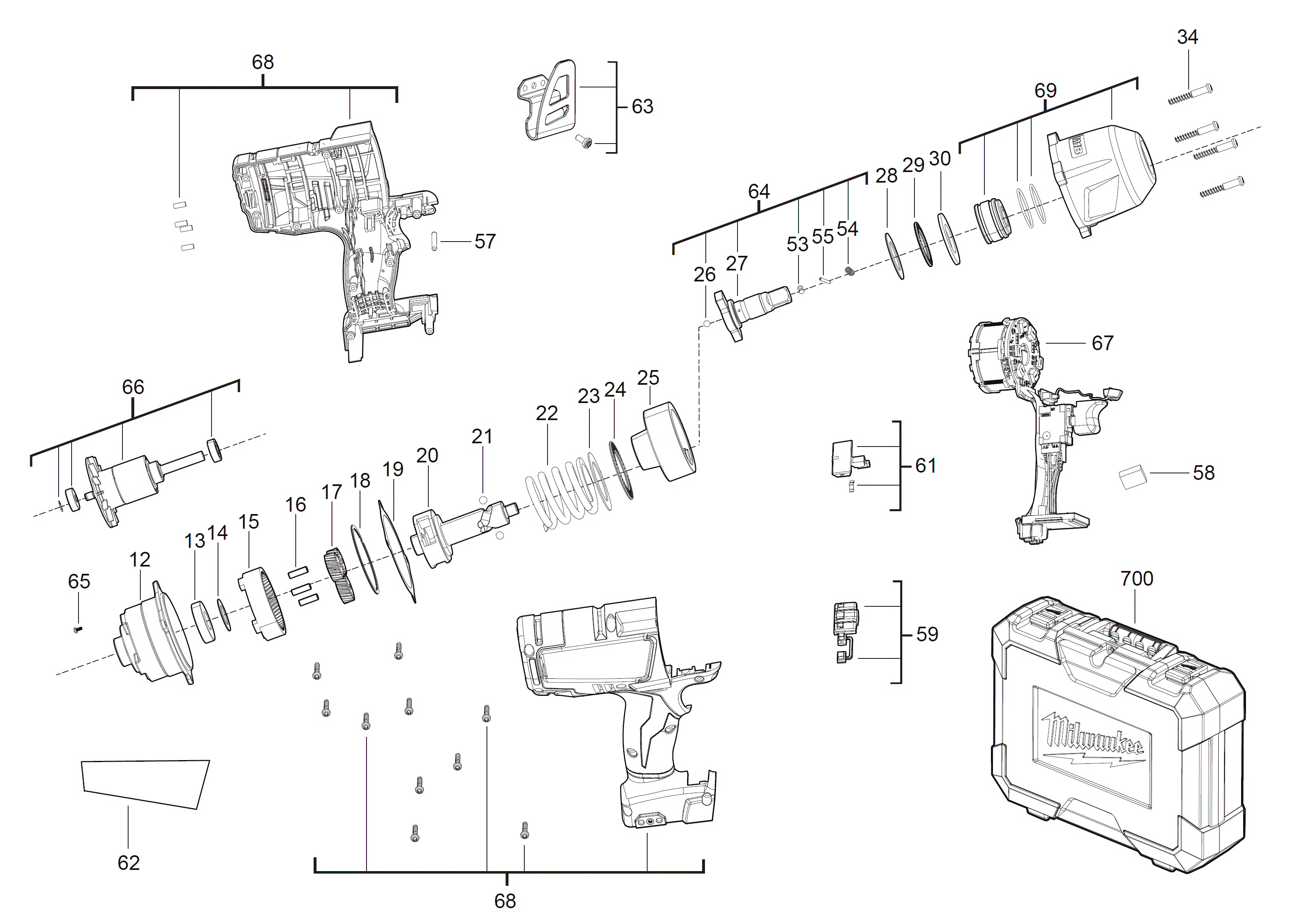 Vue éclatée Milwaukee M18CHIWP12-0 4000446248#01