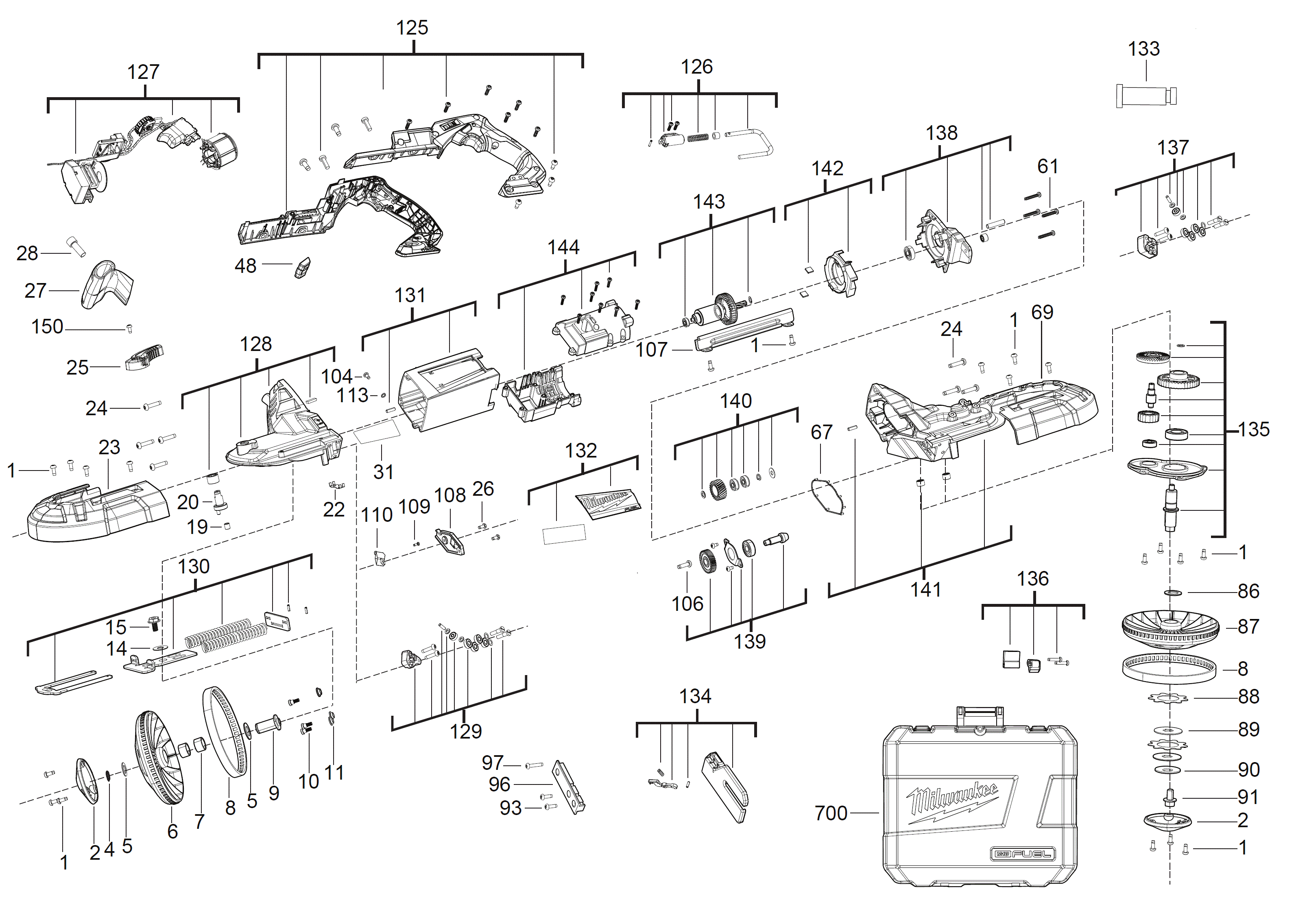 Vue éclatée Milwaukee M18CBS125-402C 4000447151#01
