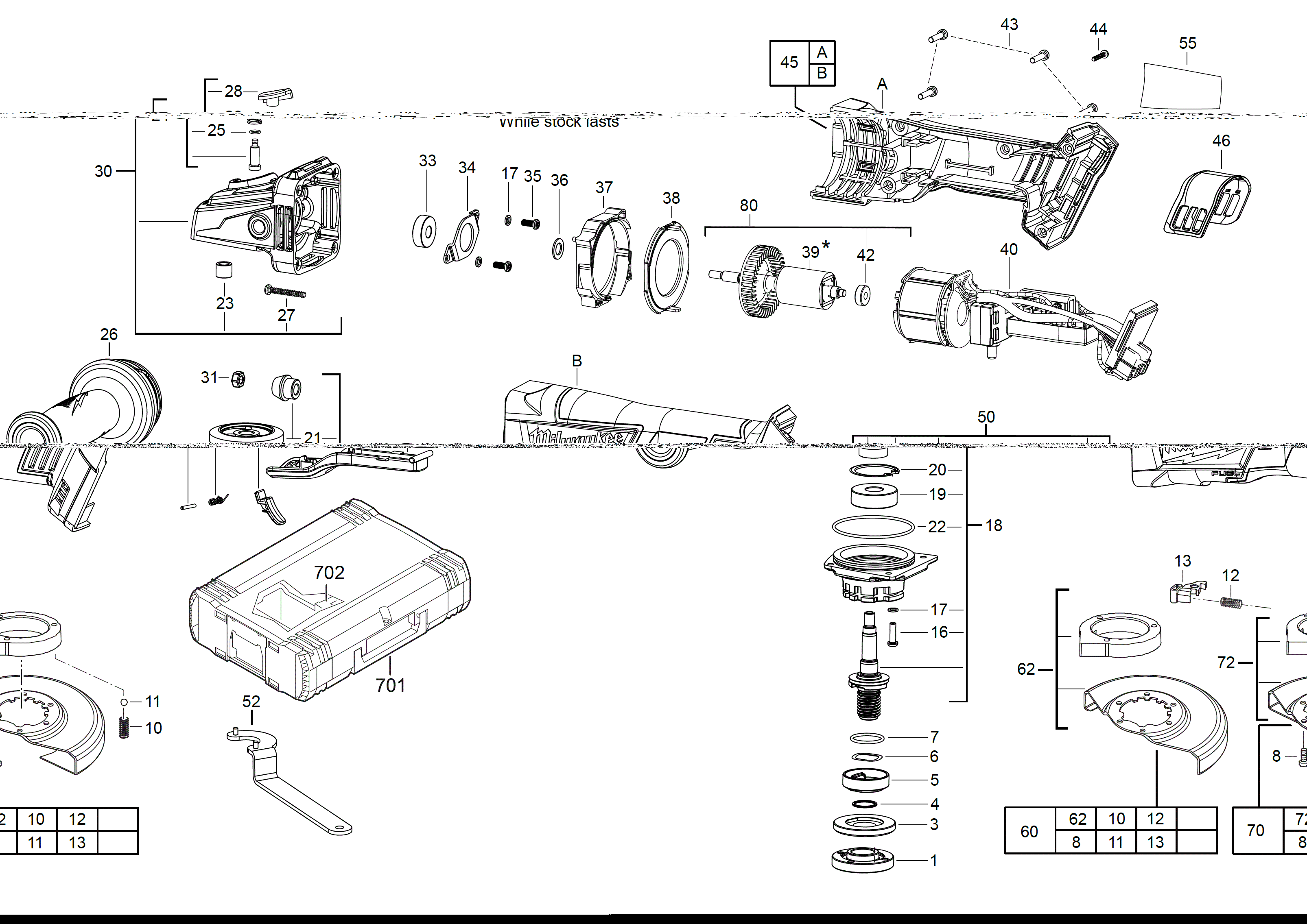Vue éclatée Milwaukee M18CAG_115XPD-0 4000458516#01