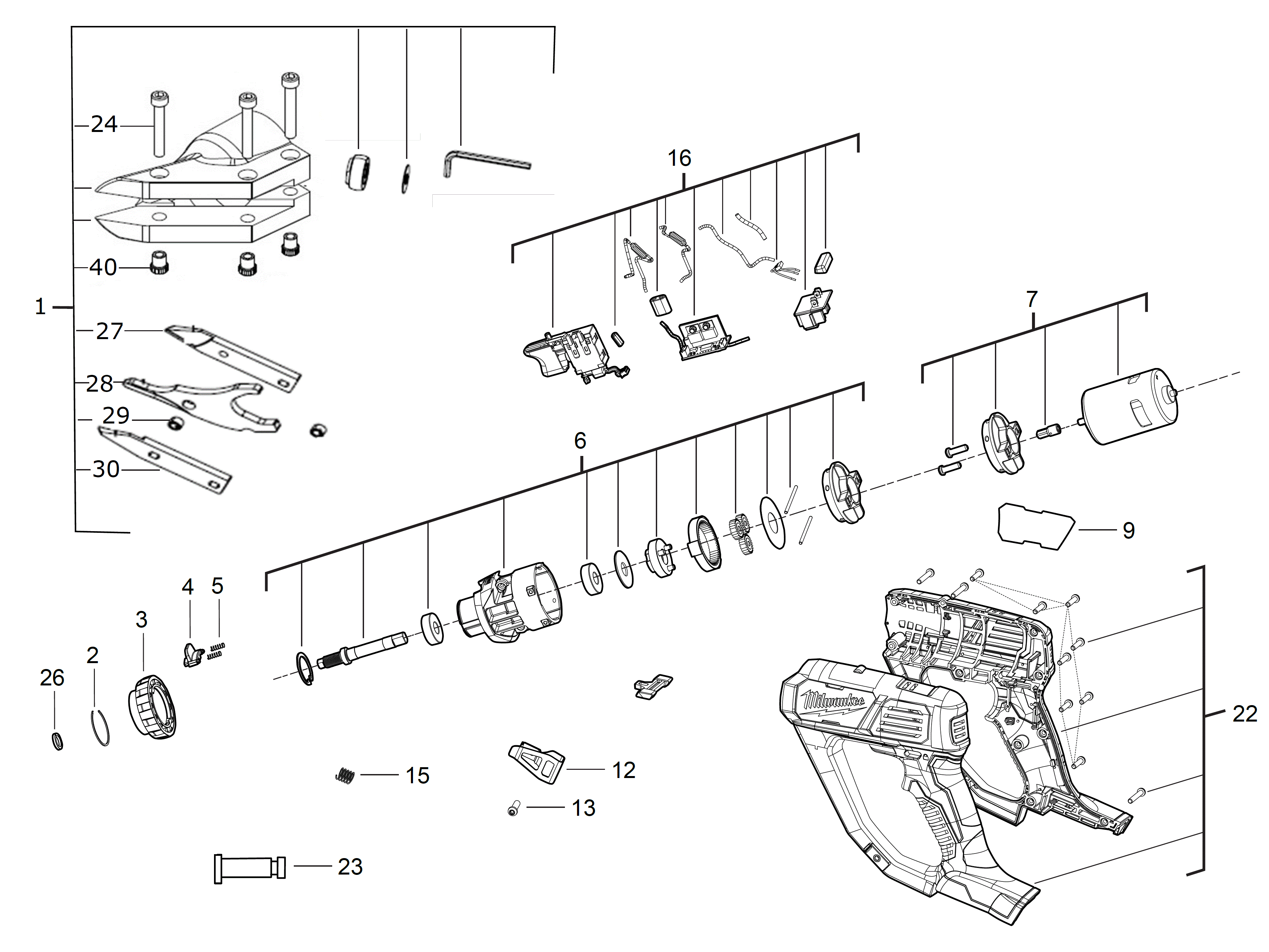 Vue éclatée Milwaukee M18BMS12-0 4000477643#01