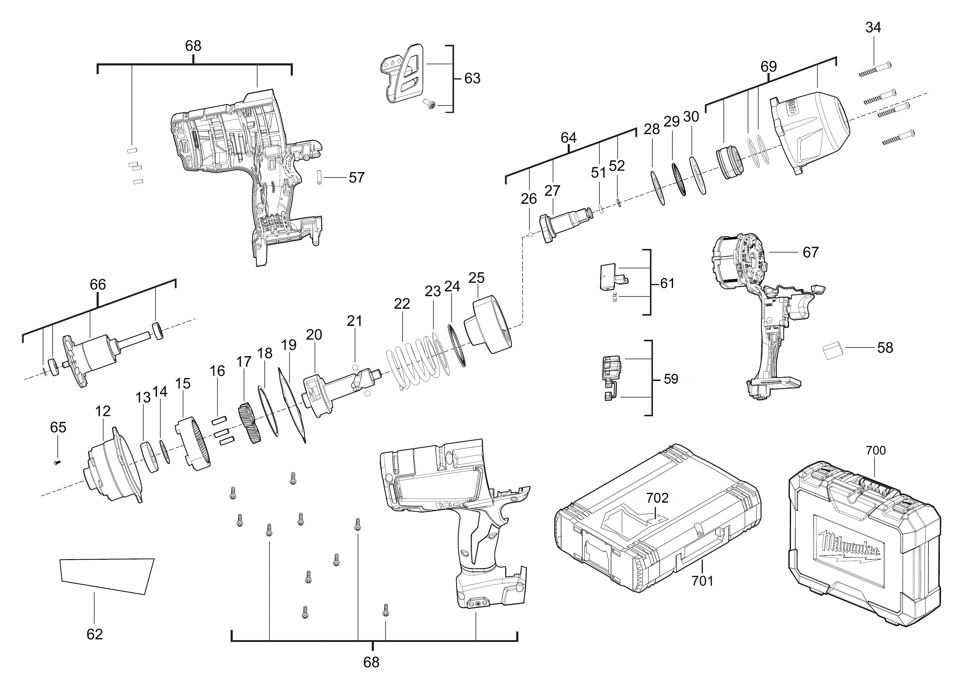Vue éclatée Milwaukee M18CHIWF12-502C_IN2 4000456972#01
