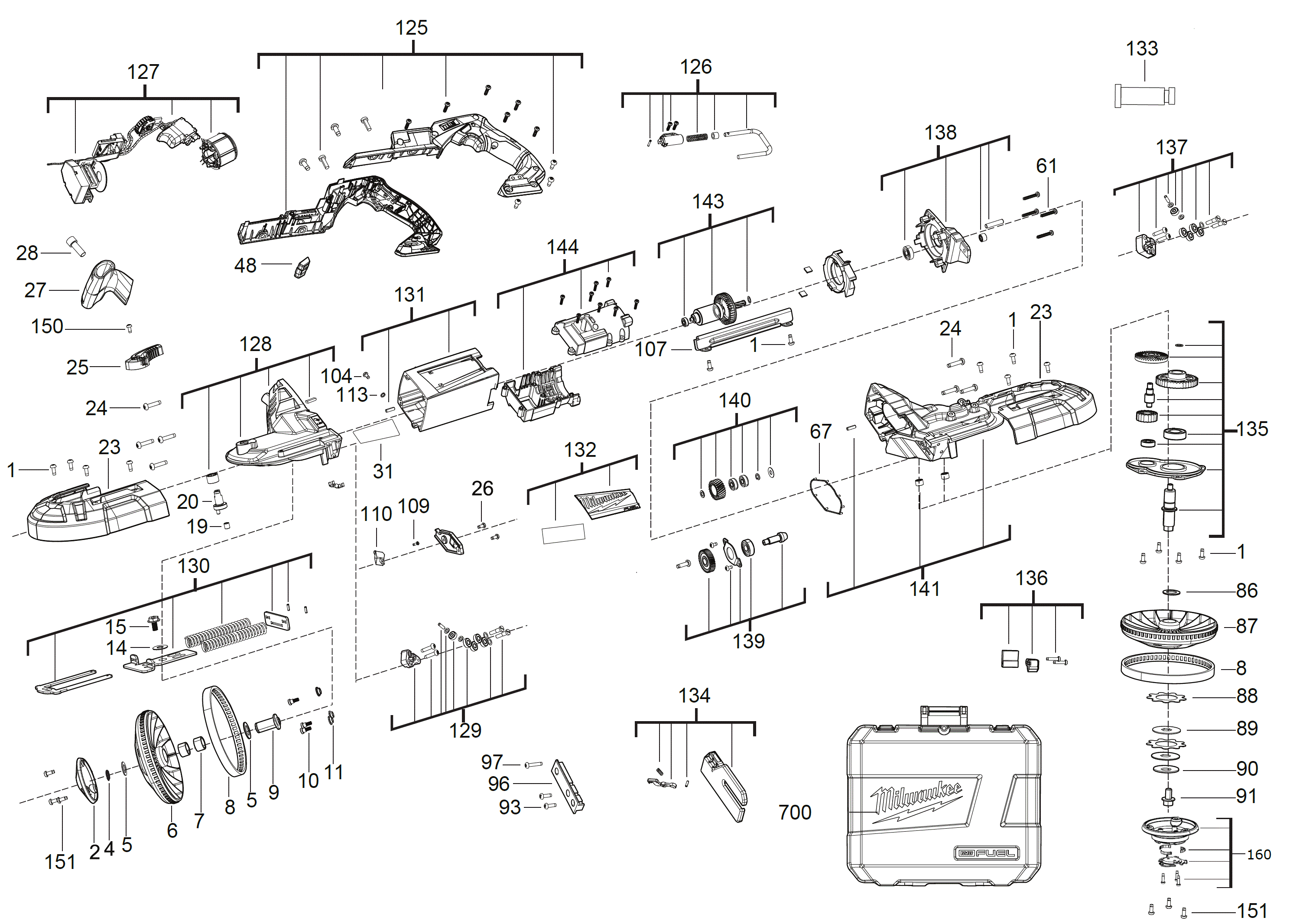 Vue éclatée Milwaukee M18CBS125-502C 4000497008#01