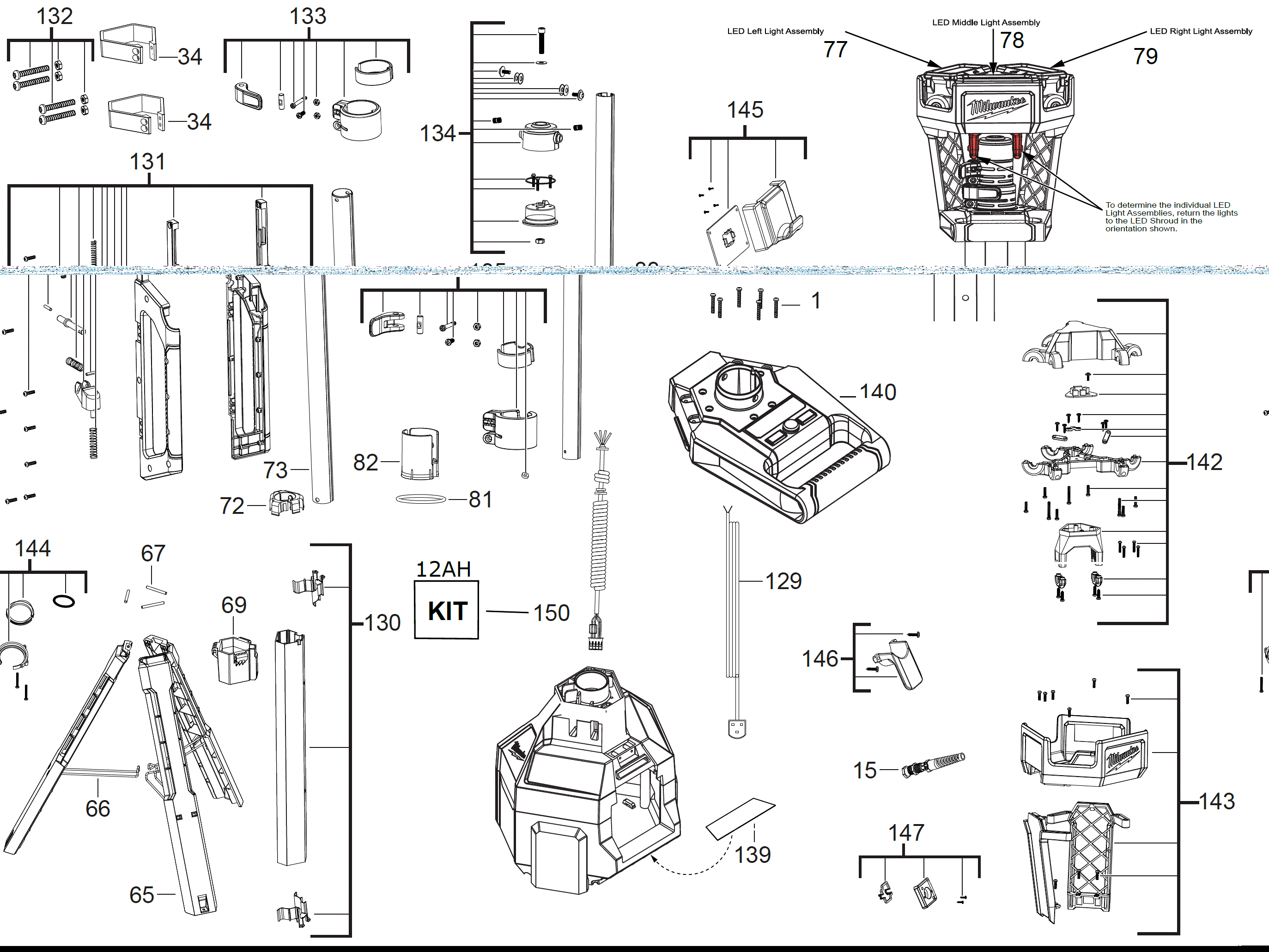 Vue éclatée Milwaukee M18HSAL-0 4000456883#01