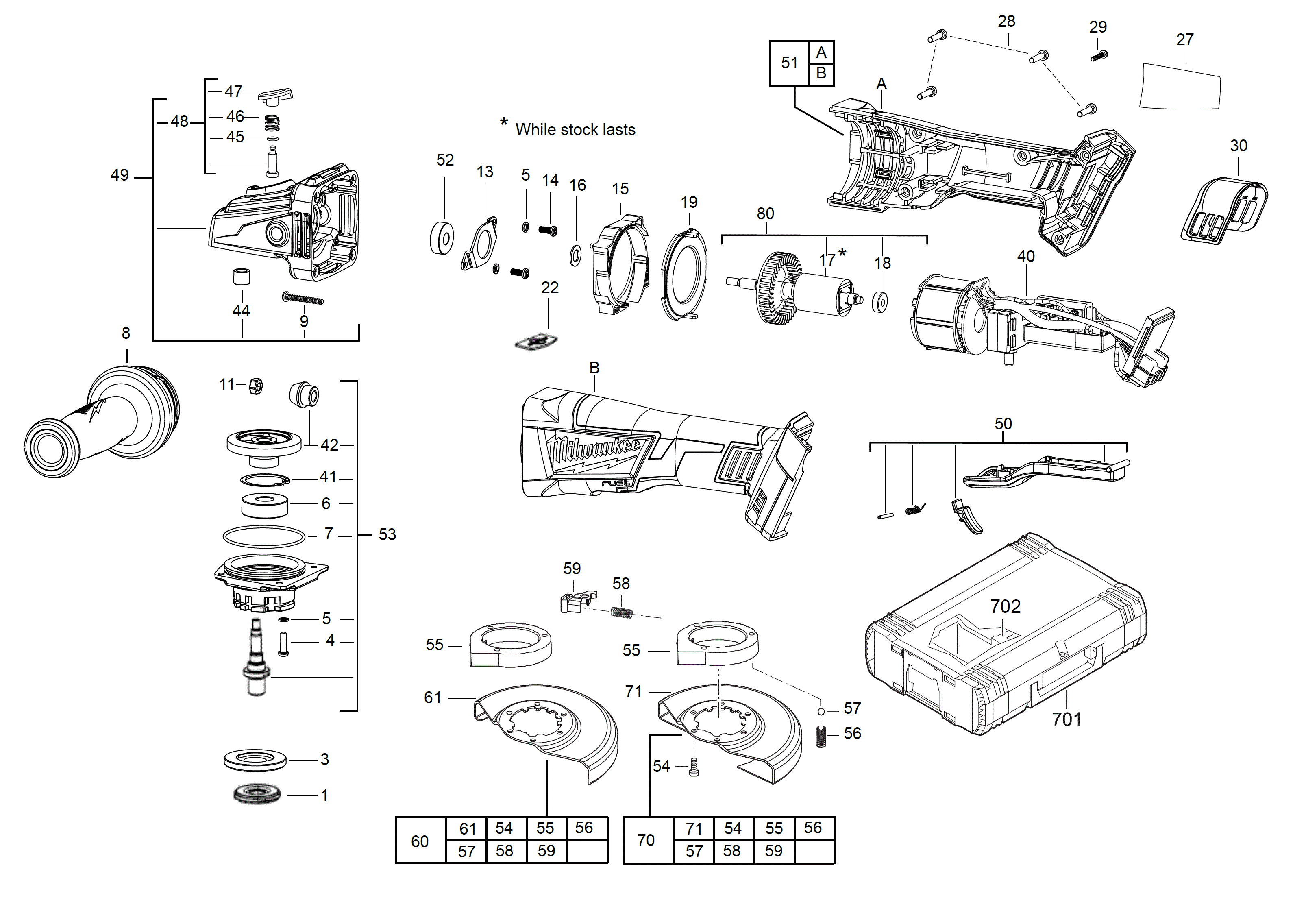 Vue éclatée Milwaukee M18CAG125XPDB-902X 4000452136#01