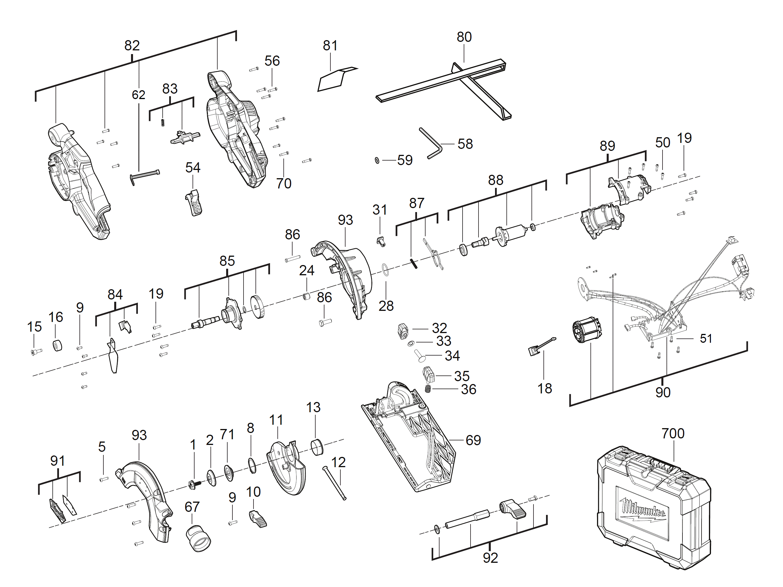 Vue éclatée Milwaukee M12CCS44-602X 4000448226#01