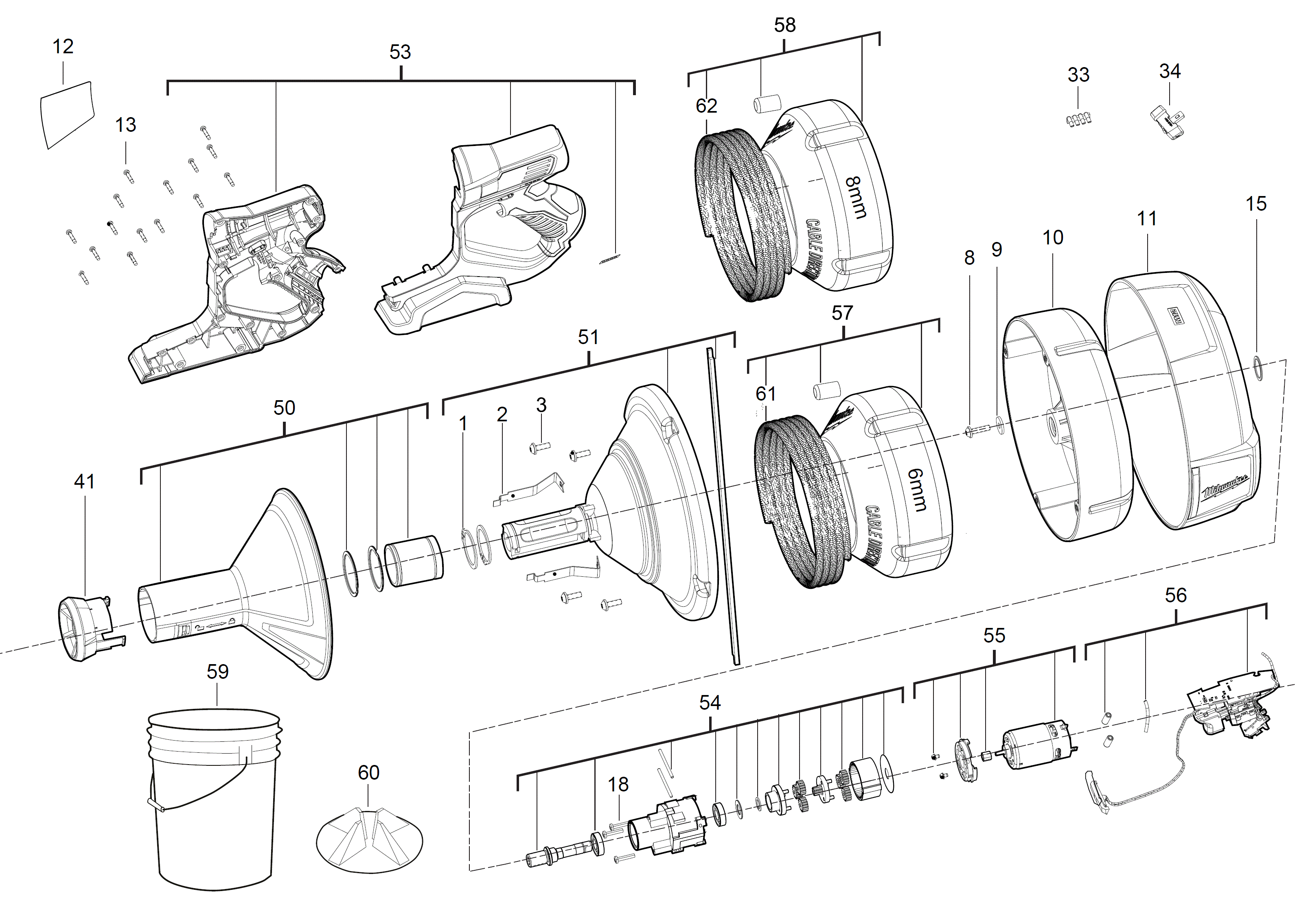 Vue éclatée Milwaukee M12BDC6-202C 4000456930#01