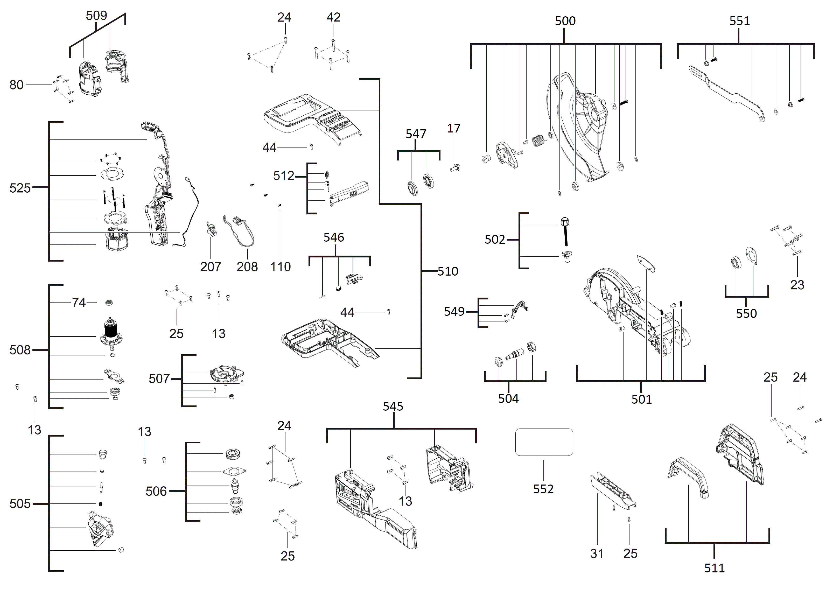Vue éclatée Milwaukee M18FMS254-0 4000456952#01