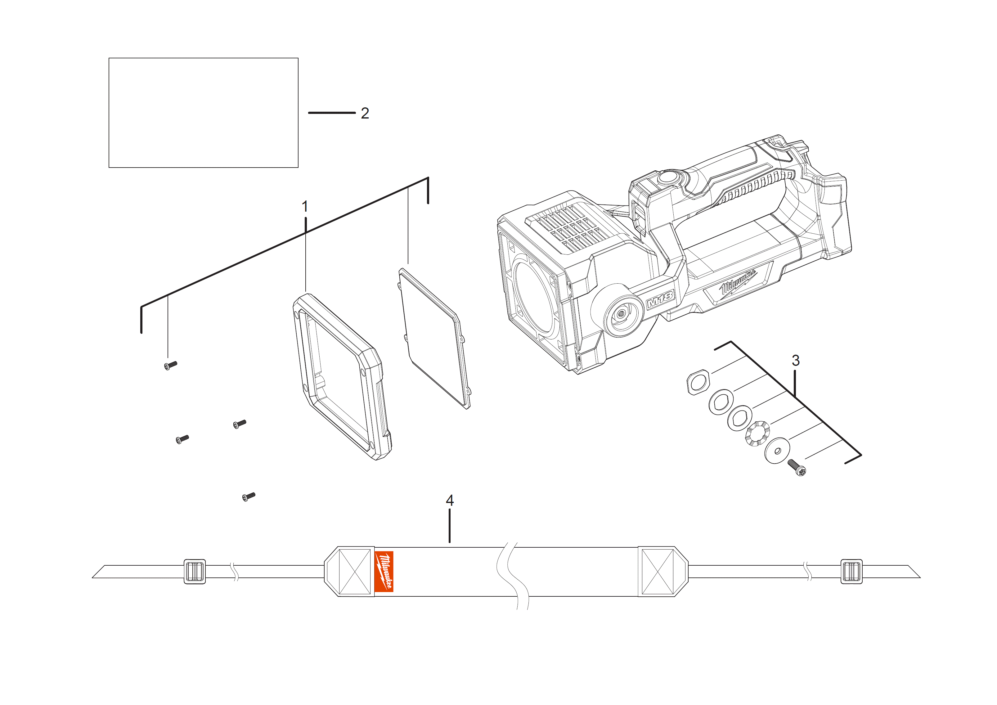Vue éclatée Milwaukee M18SLED-0 4000458237#01