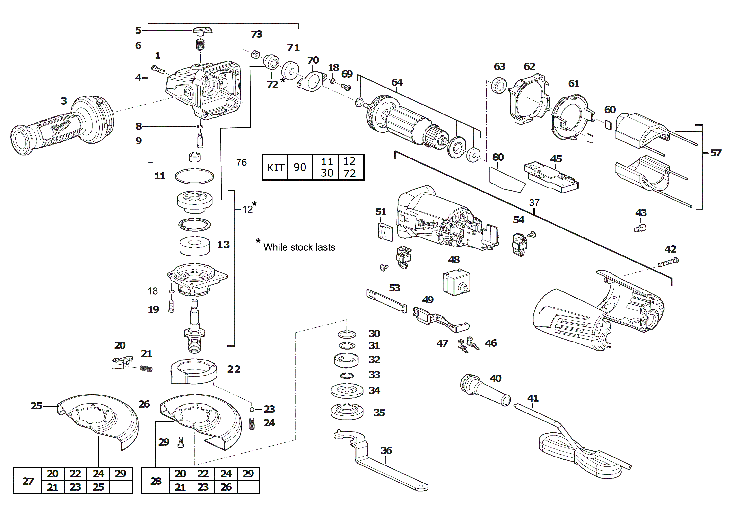 Vue éclatée Milwaukee AGV15-150XC_DMS 4000458248#01