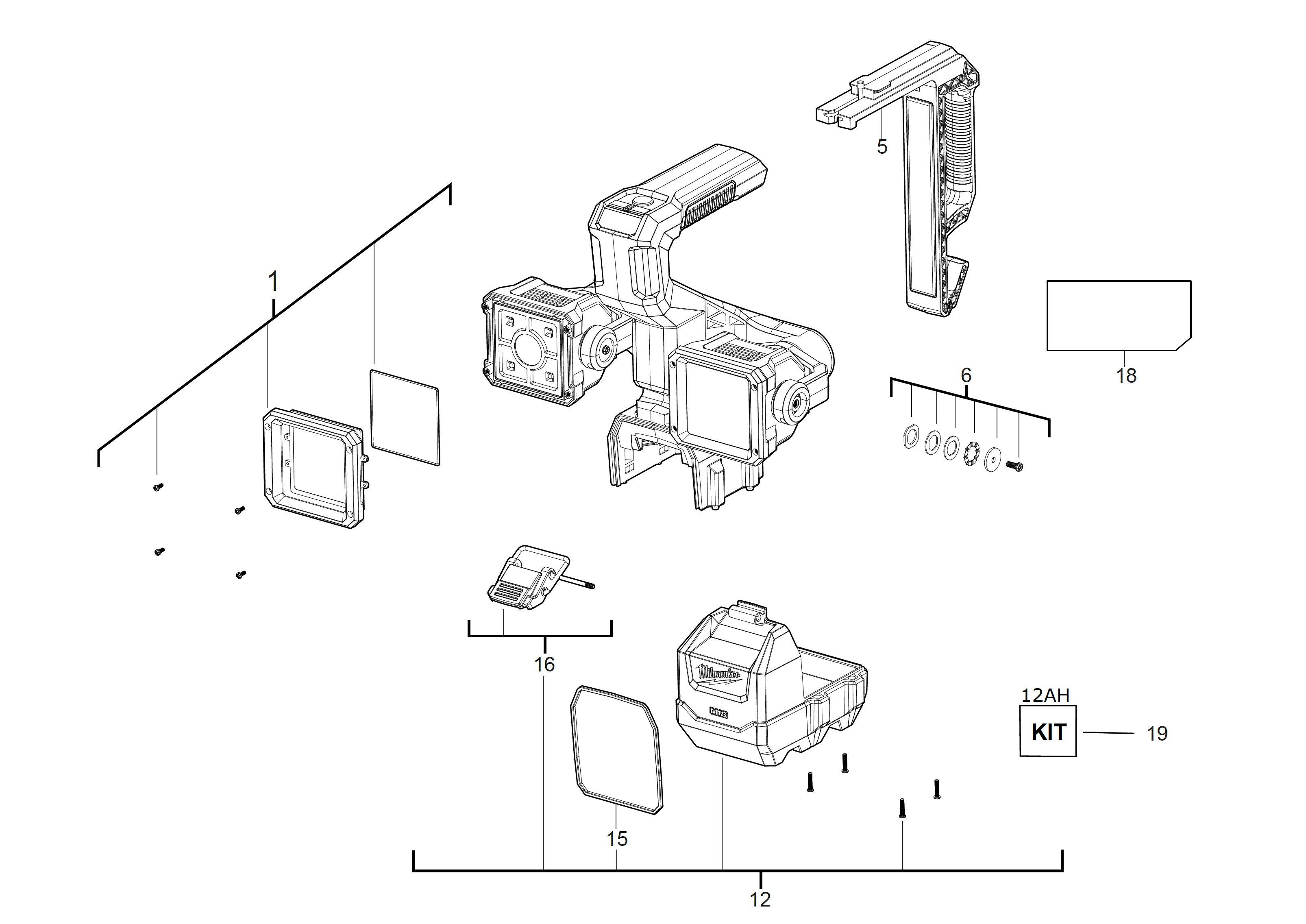 Vue éclatée Milwaukee M18UBL-0 4000458685#01