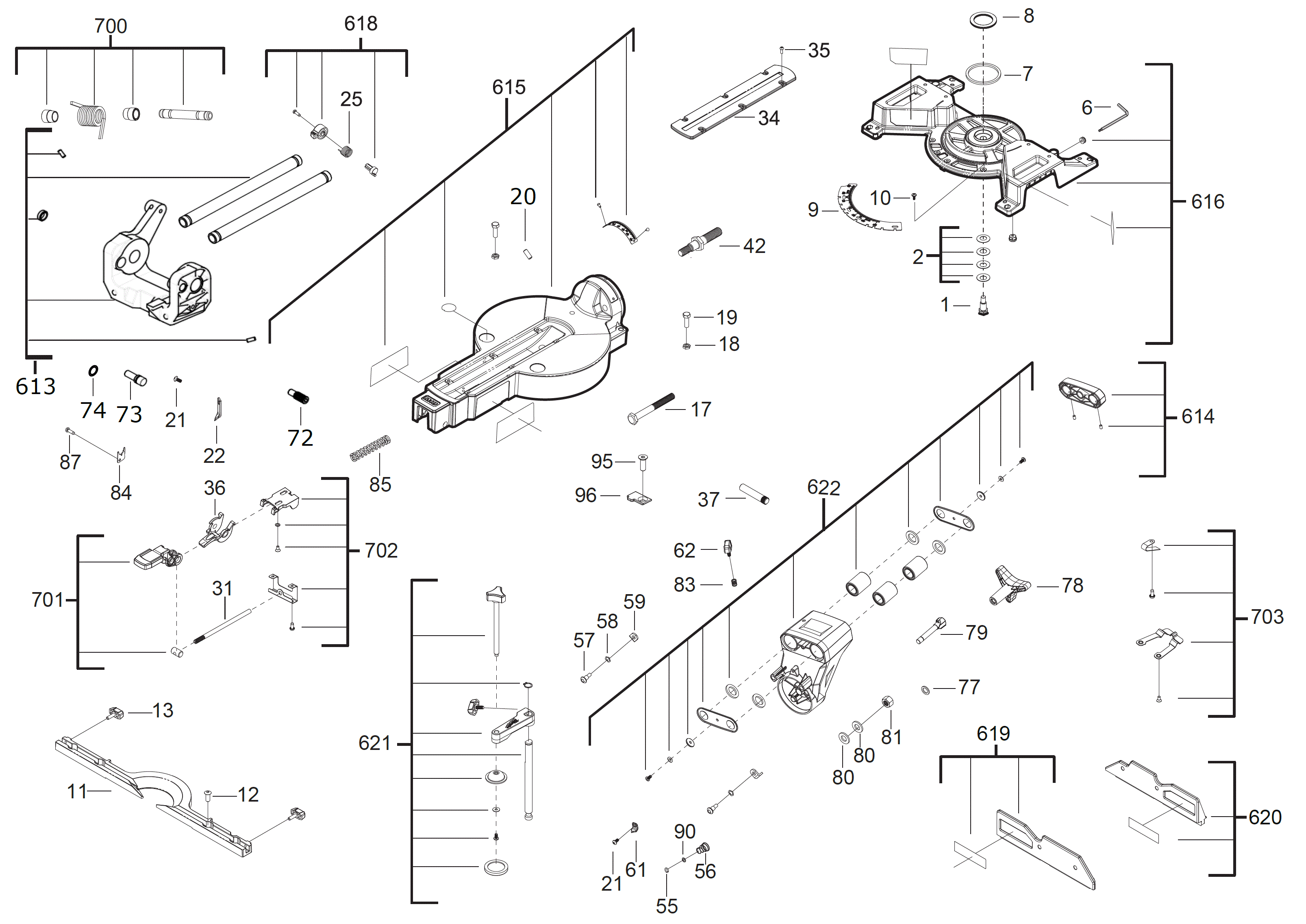 Vue éclatée Milwaukee M18FMS190-0 4000460635#01