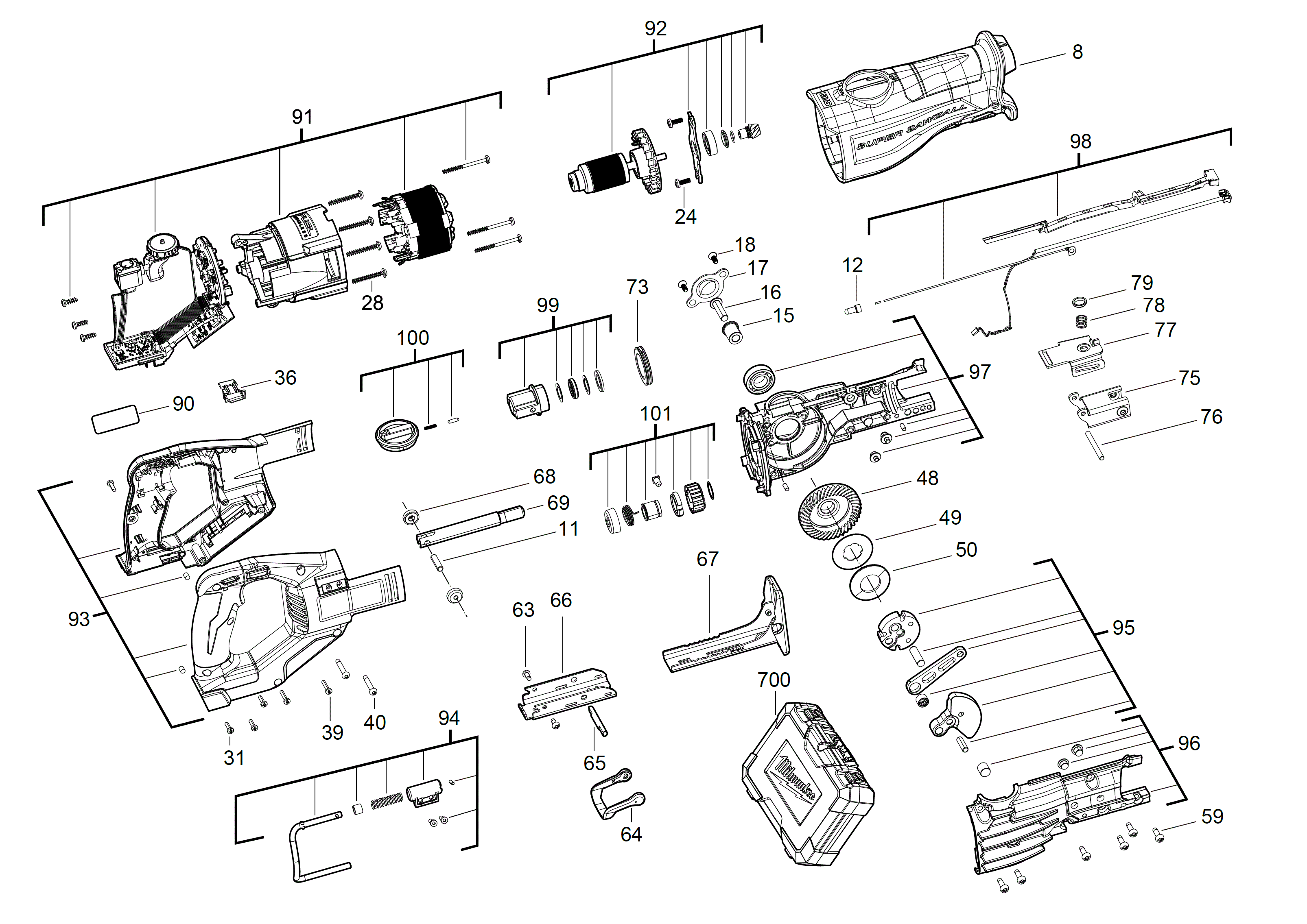 Vue éclatée Milwaukee M18FSX-121C_IN2 4000467680#01