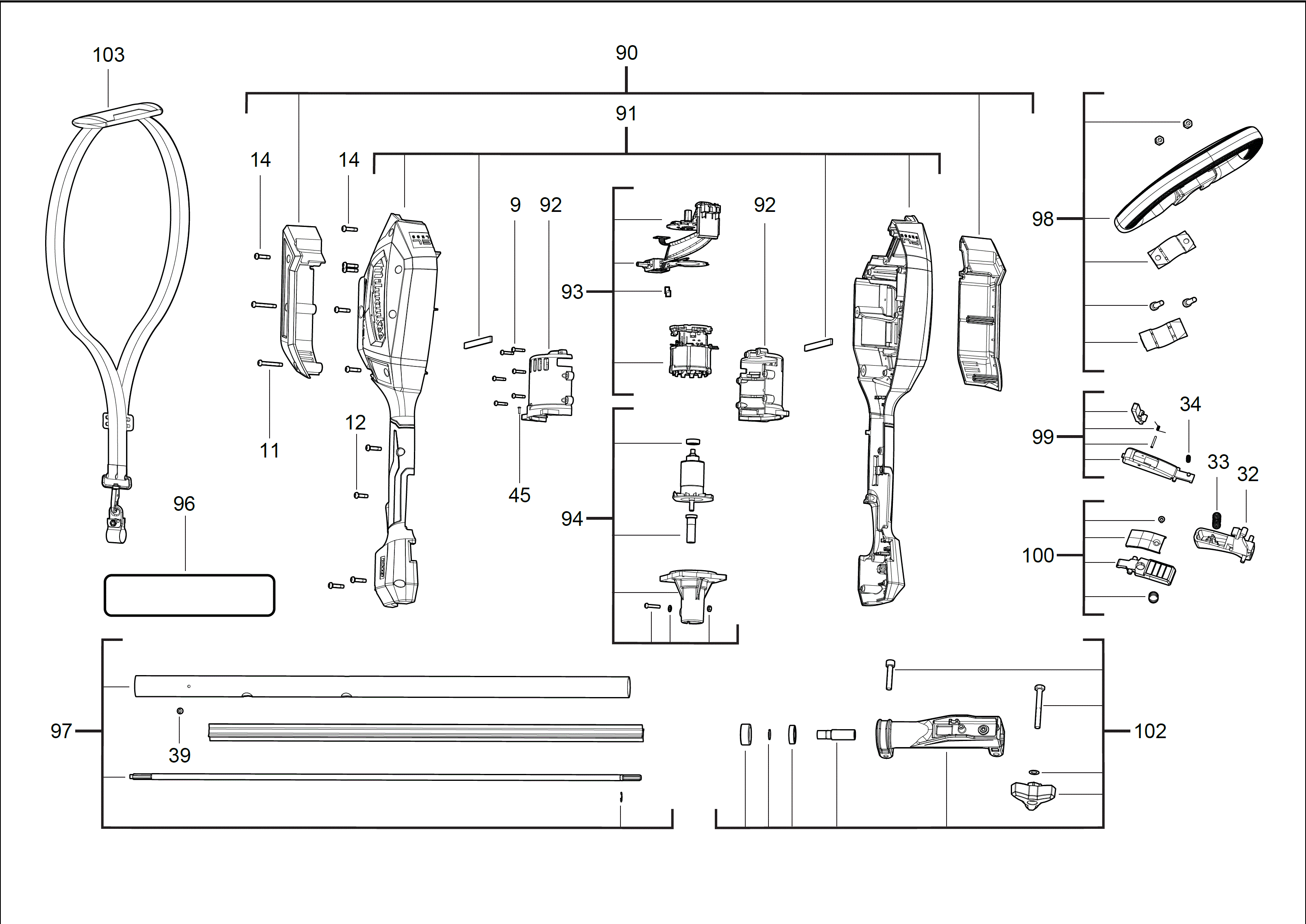 Vue éclatée Milwaukee M18FOPH-0 4000469757#01