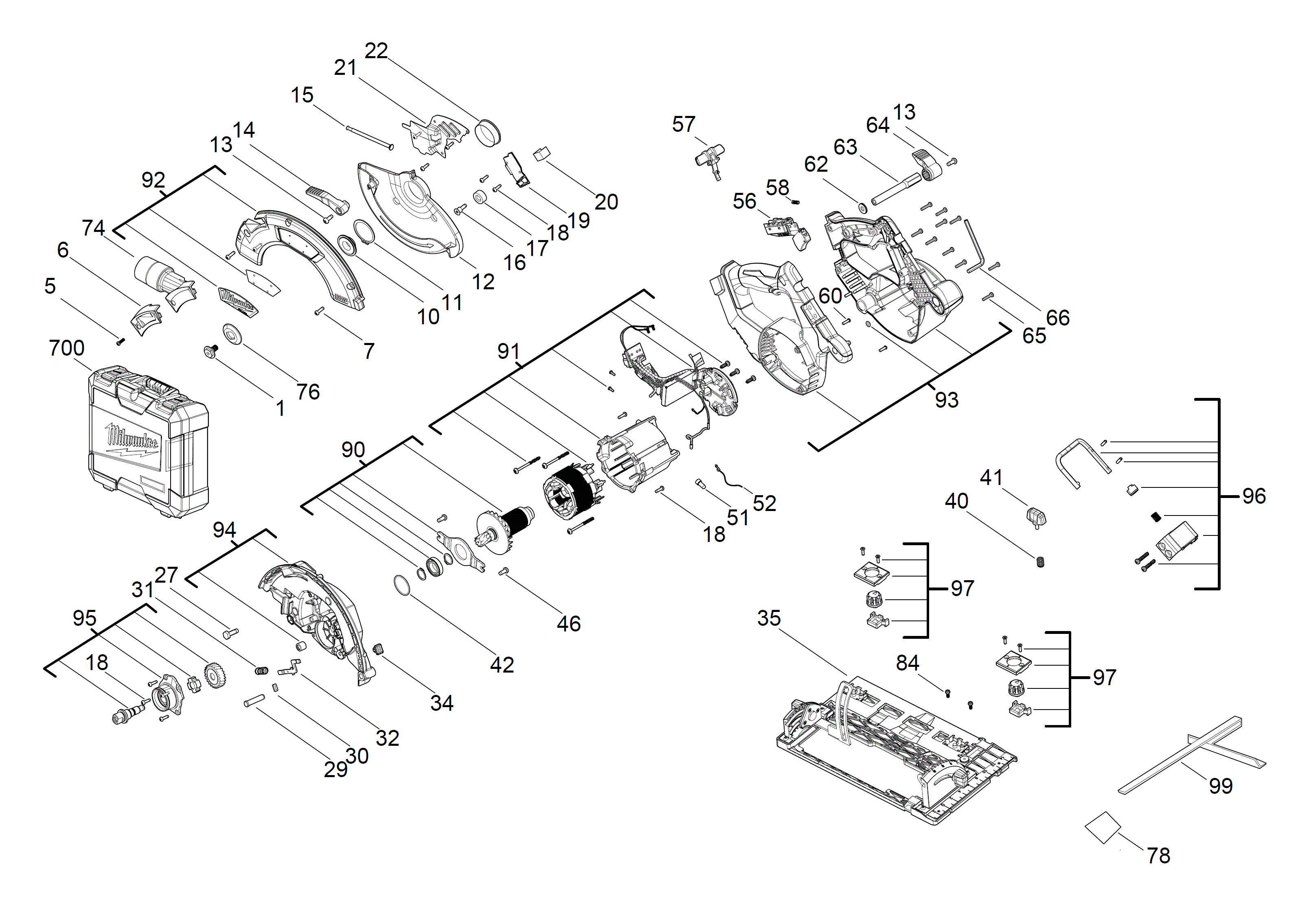 Vue éclatée Milwaukee M18FCSG66-121C 4000477085#01