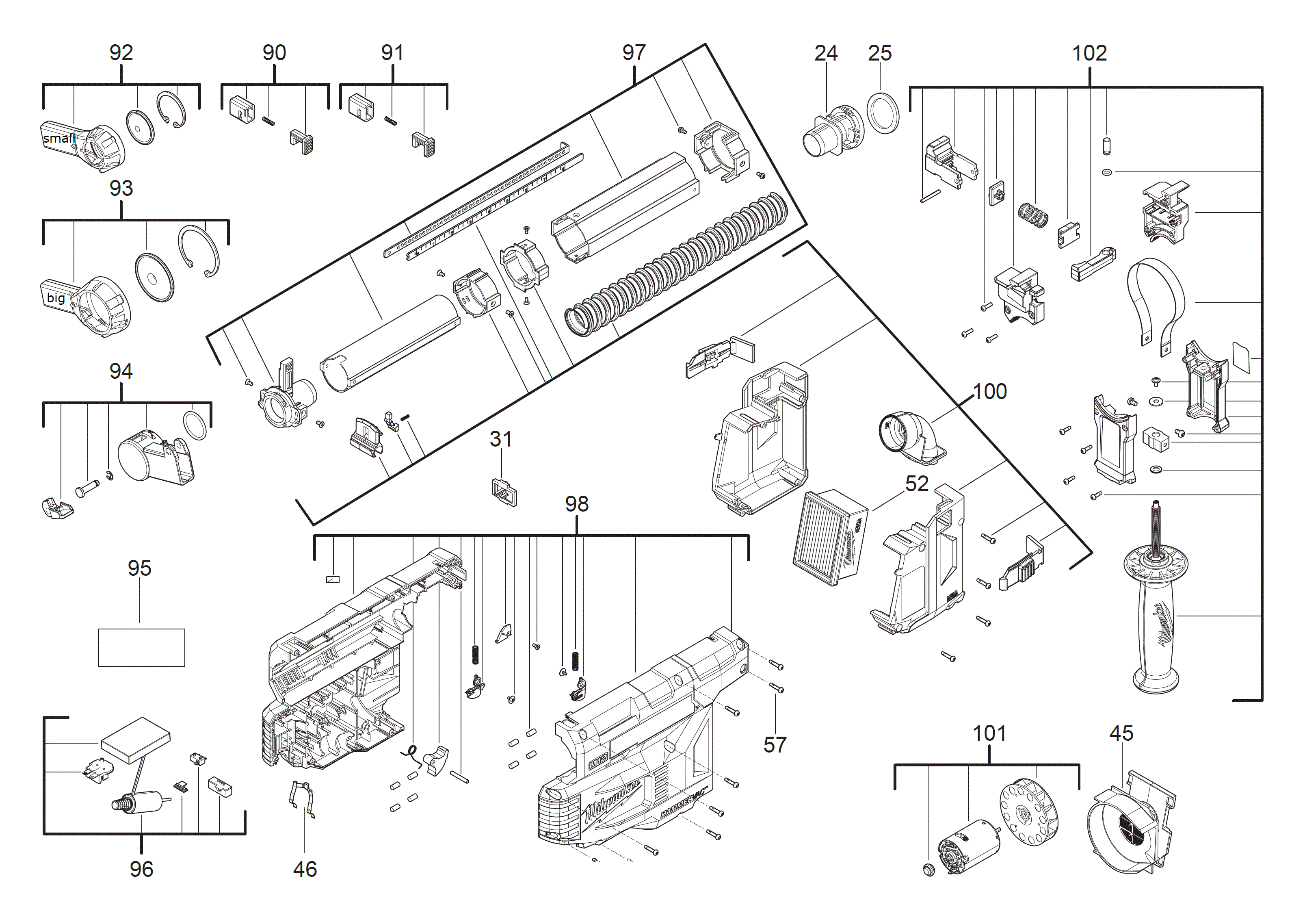 Vue éclatée Milwaukee M12UDEL-201B_GB2 4000474870#01