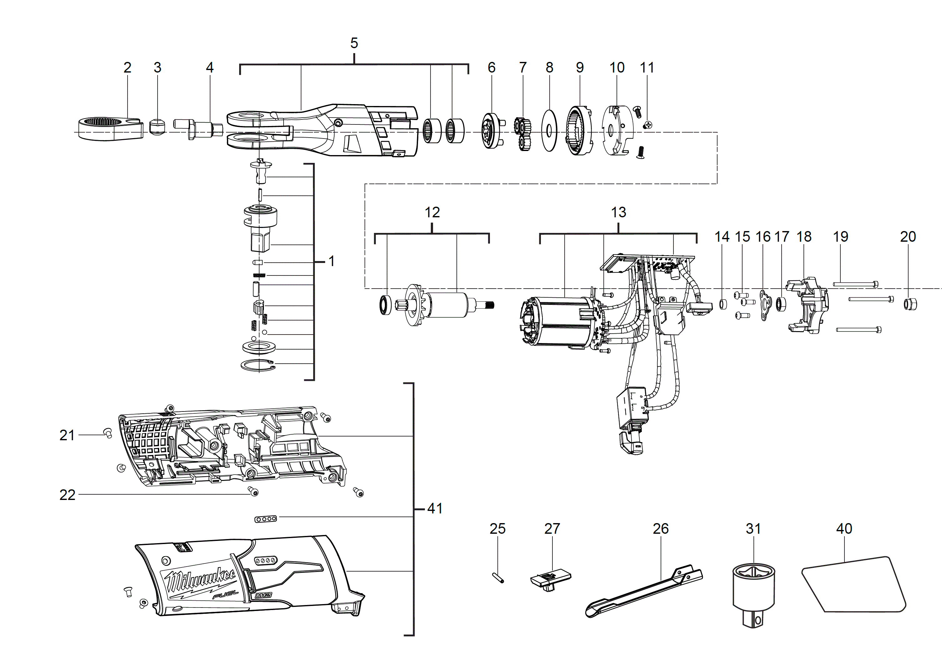 Vue éclatée Milwaukee M12FPP2H-622P 4000481151#01